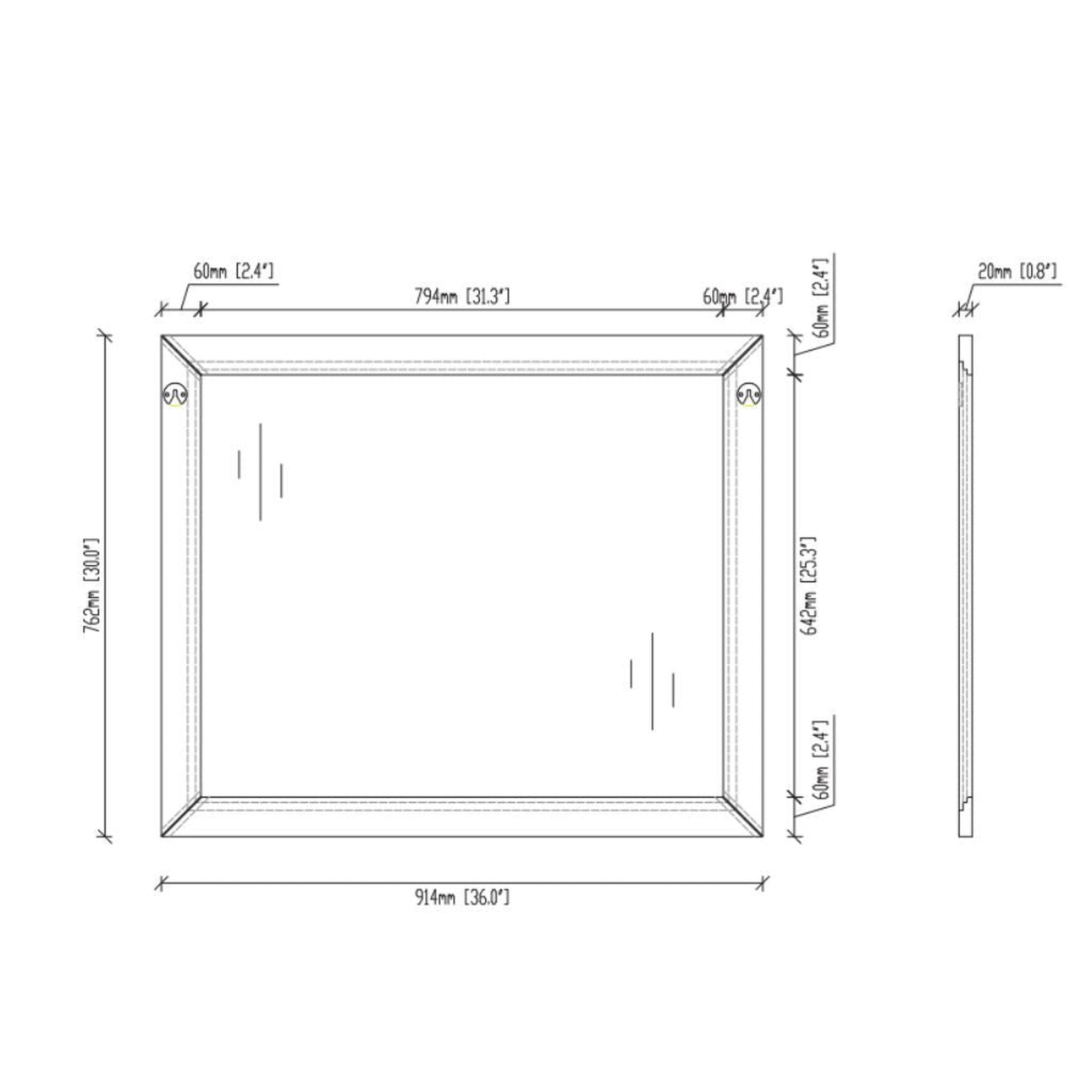 Laviva, Laviva Sterling 36" Rectangular Fully Framed Mirror in Gray Finish