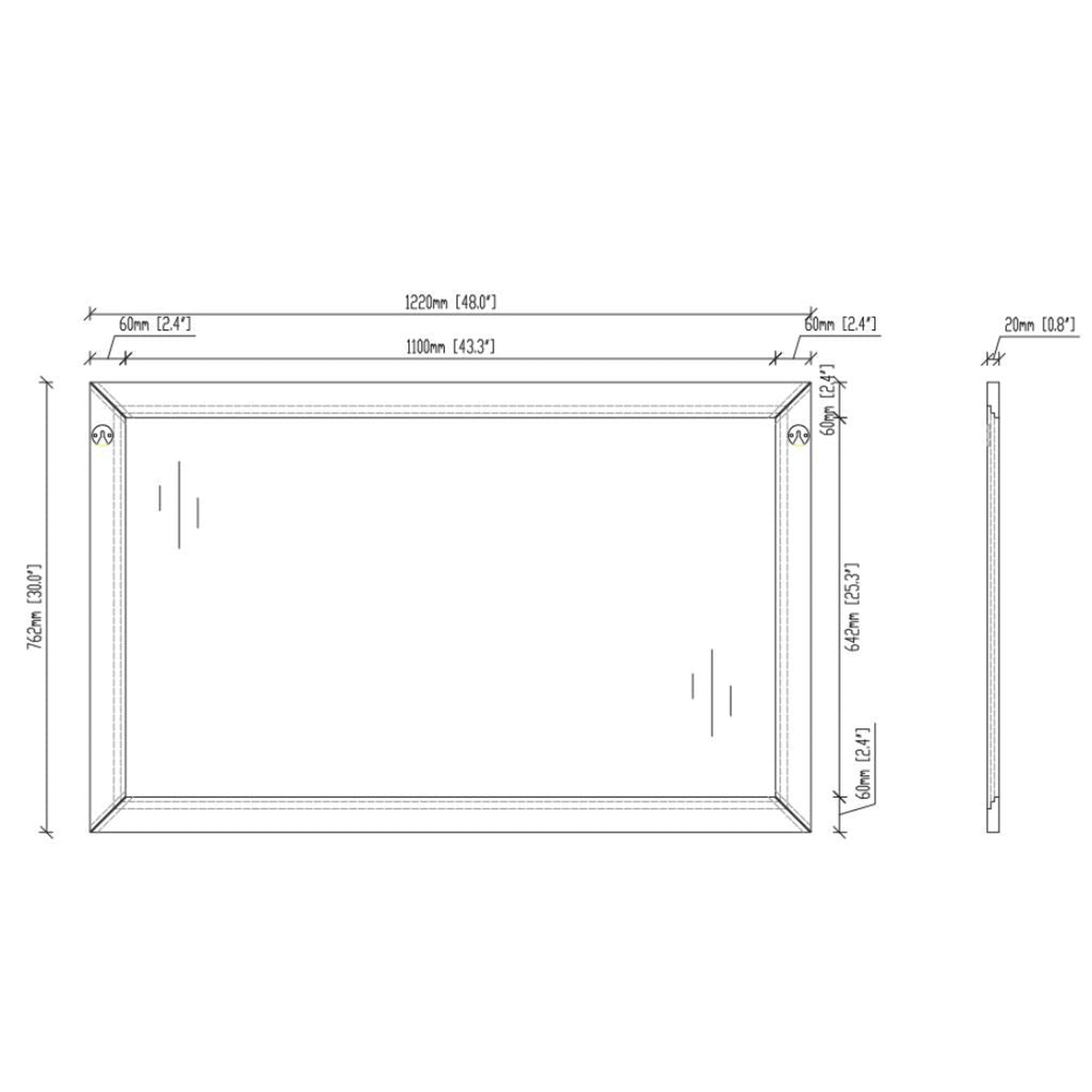 Laviva, Laviva Sterling 48" Rectangular Fully Framed Mirror in Espresso Finish