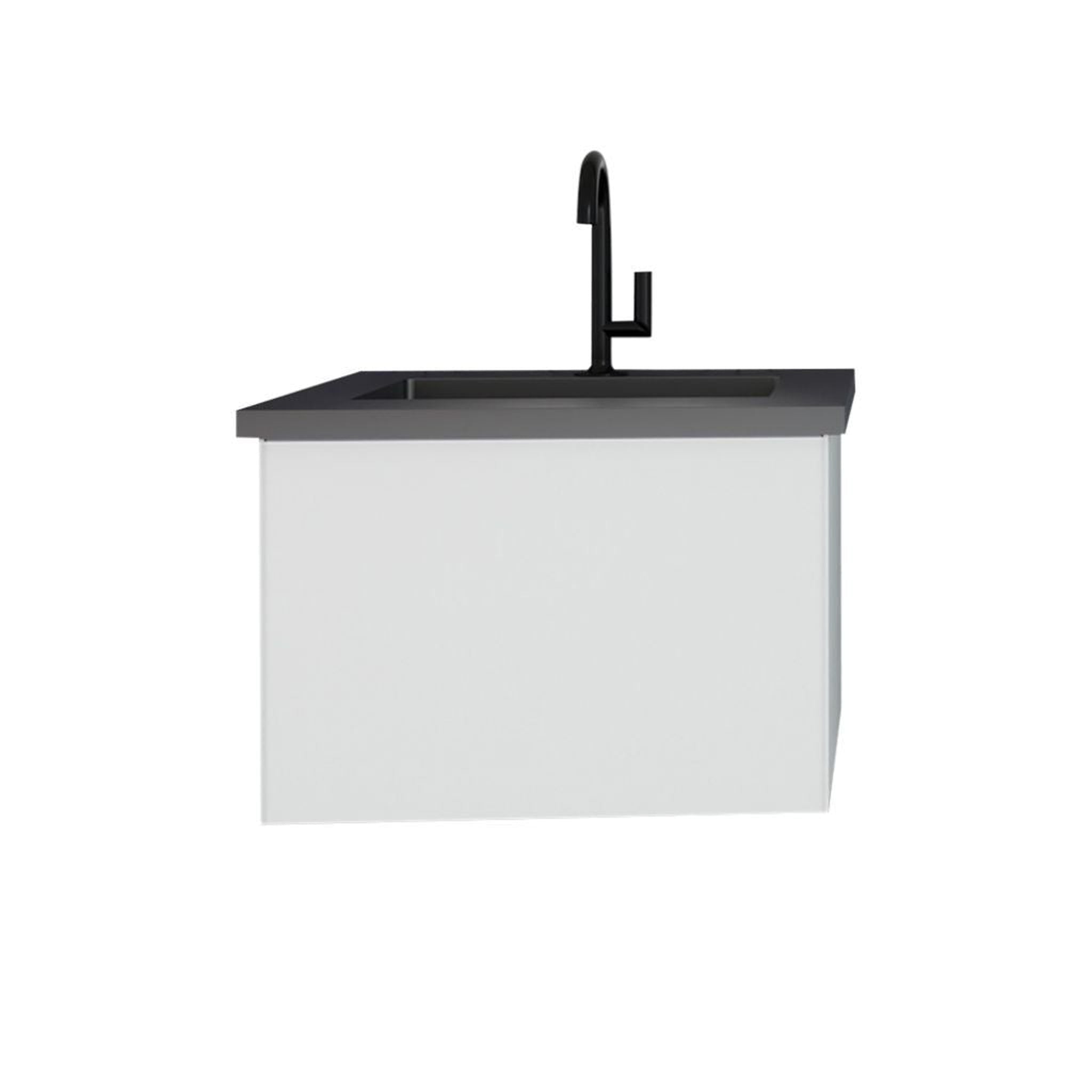 Laviva, Laviva Vitri 24" Cloud White Vanity Base and Matte Black Solid Surface Countertop With Integrated Sink