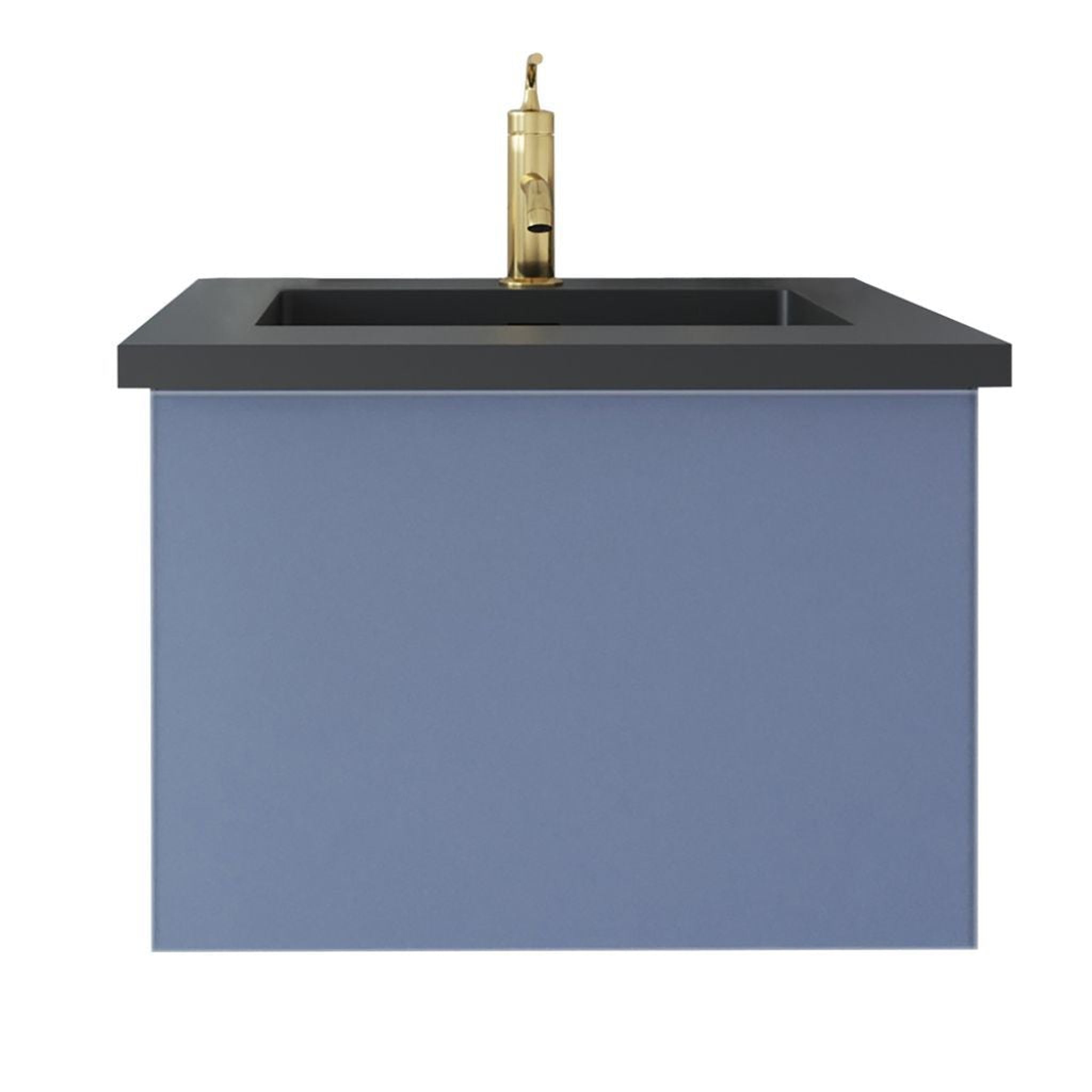 Laviva, Laviva Vitri 24" Nautical Blue Vanity Base and Matte Black Solid Surface Countertop With Integrated Sink