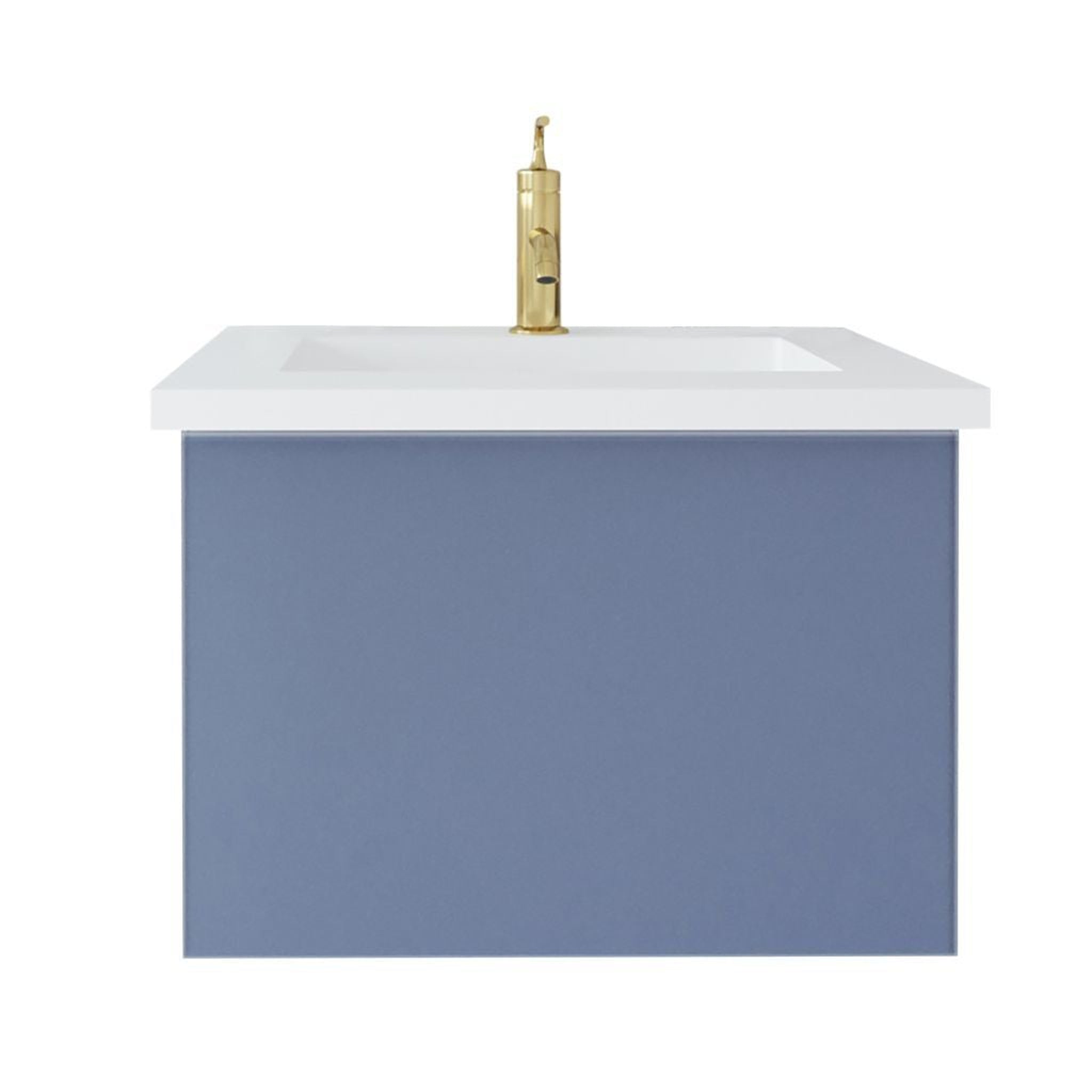 Laviva, Laviva Vitri 24" Nautical Blue Vanity Base and Matte White Solid Surface Countertop With Integrated Sink