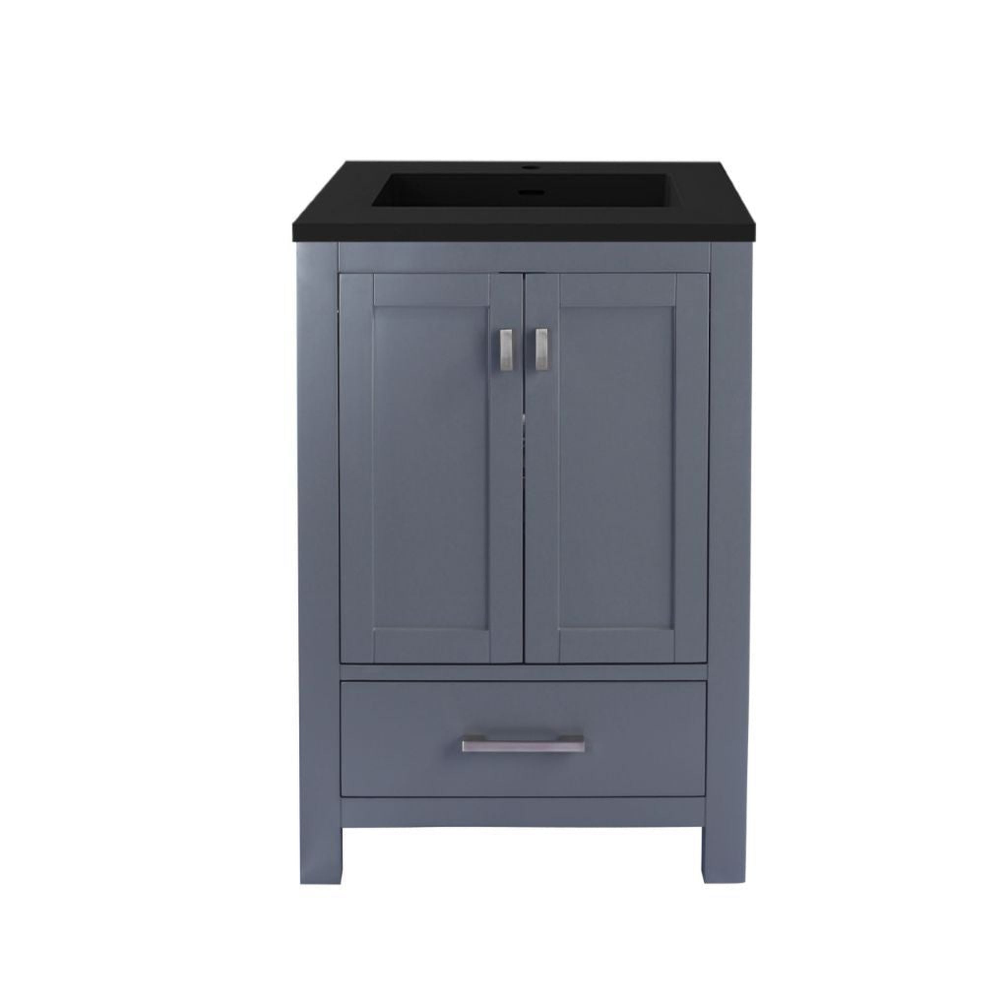 Laviva, Laviva Wilson 24" Gray Vanity Base and Matte Black Solid Surface Countertop With Integrated Sink