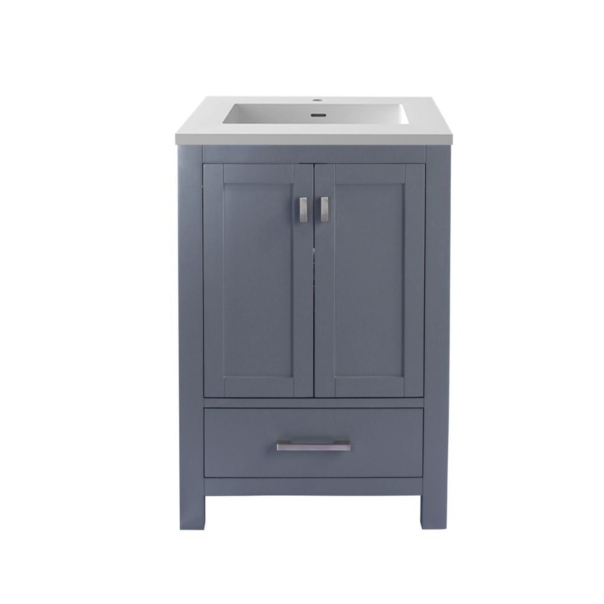 Laviva, Laviva Wilson 24" Gray Vanity Base and Matte White Solid Surface Countertop With Integrated Sink