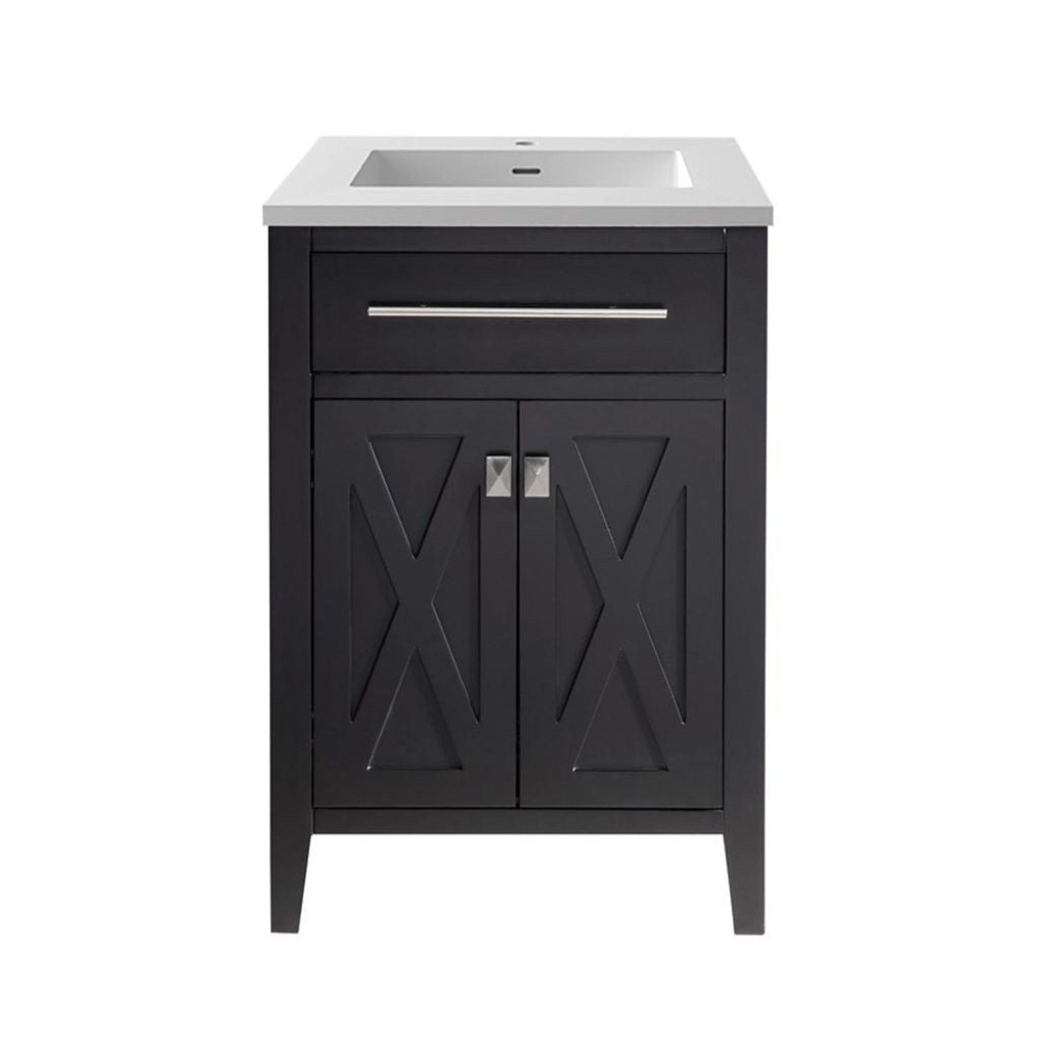 Laviva, Laviva Wimbledon 24" Espresso Vanity Base and Matte White Viva Stone Solid Surface Countertop With Integrated Sink