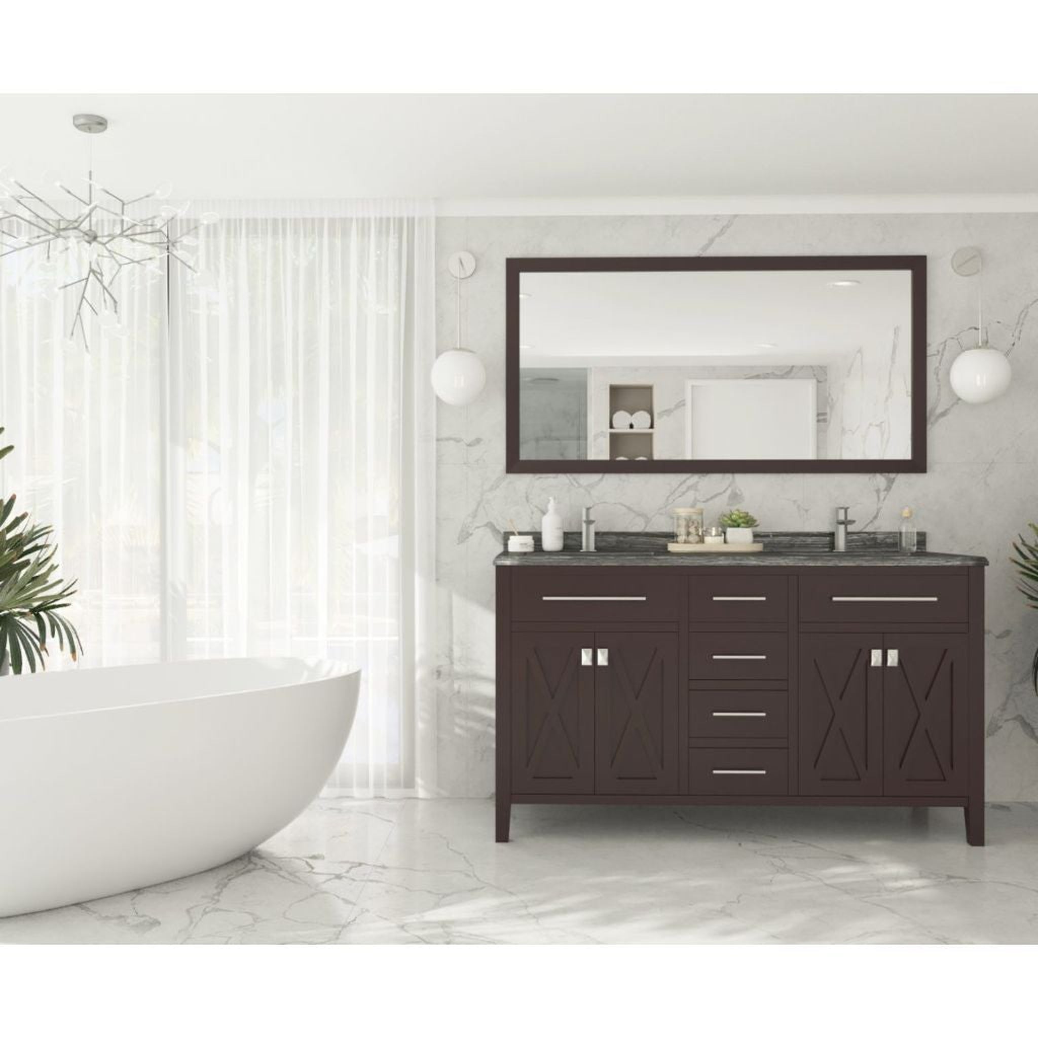 Laviva, Laviva Wimbledon 60" Freestanding Double Sink Vanity Base in Brown Finish