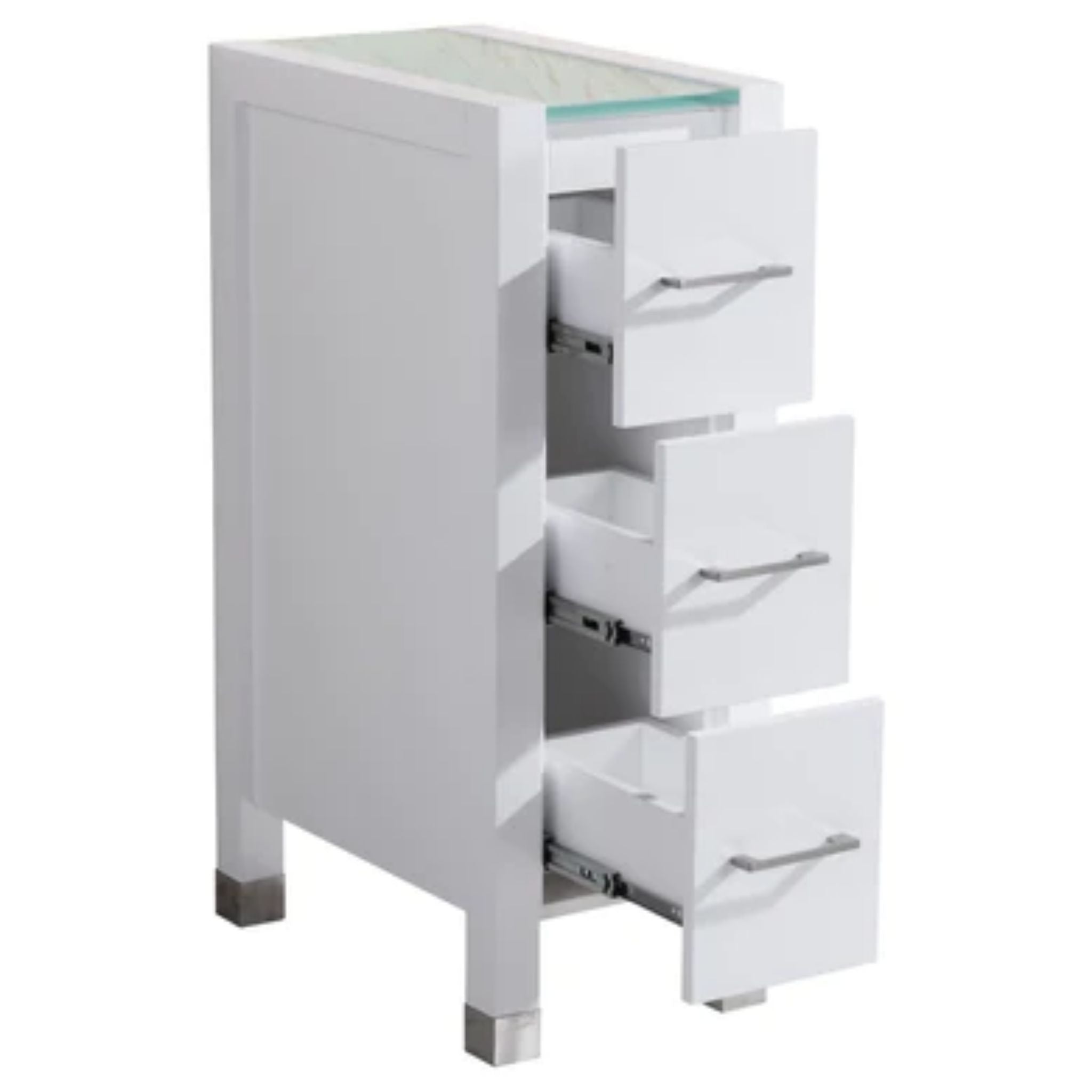 LessCare, LessCare 12" White Vanity Drawer Base Cabinet - Style 3