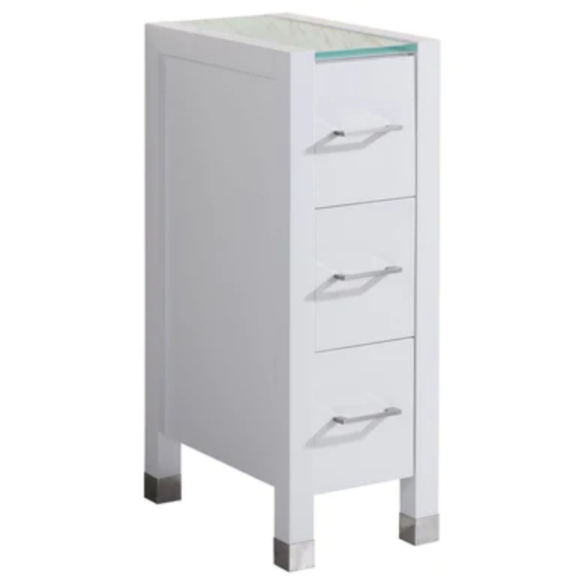 LessCare, LessCare 12" White Vanity Drawer Base Cabinet - Style 3