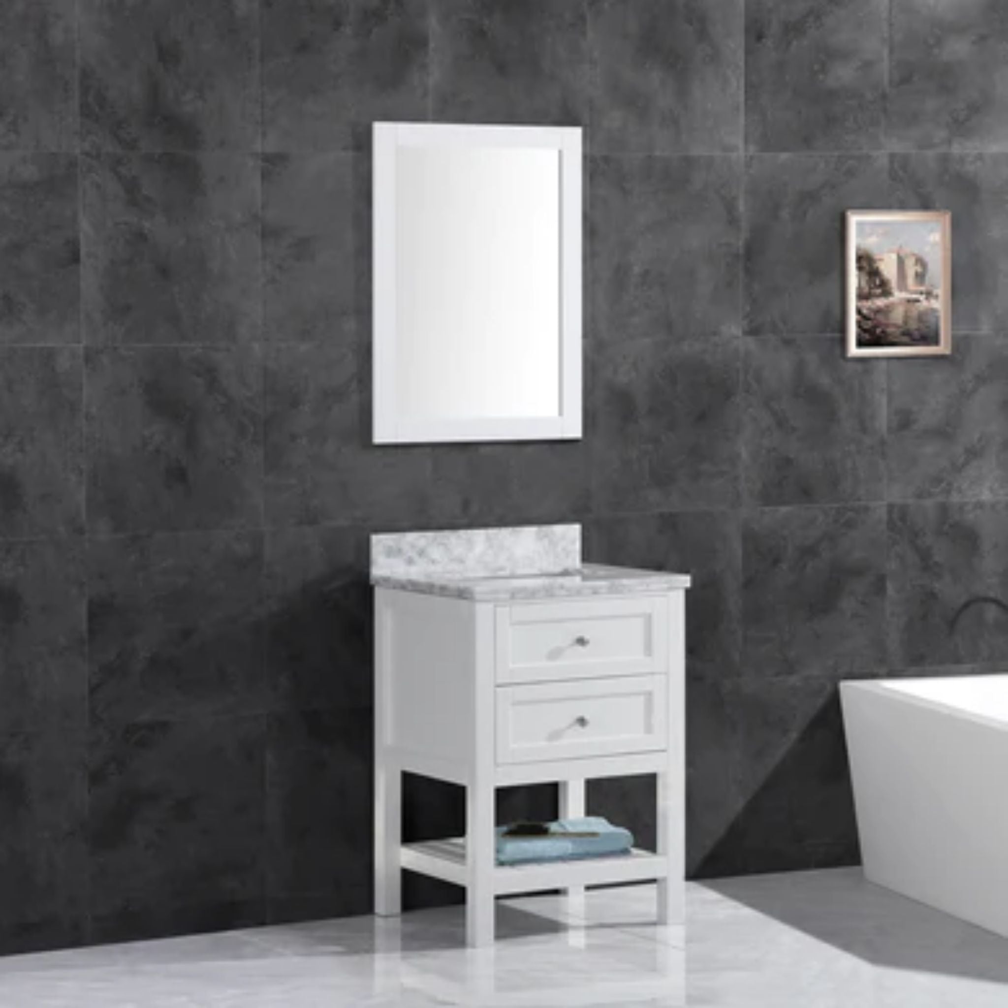 LessCare, LessCare 23" White Vanity Cabinet Set