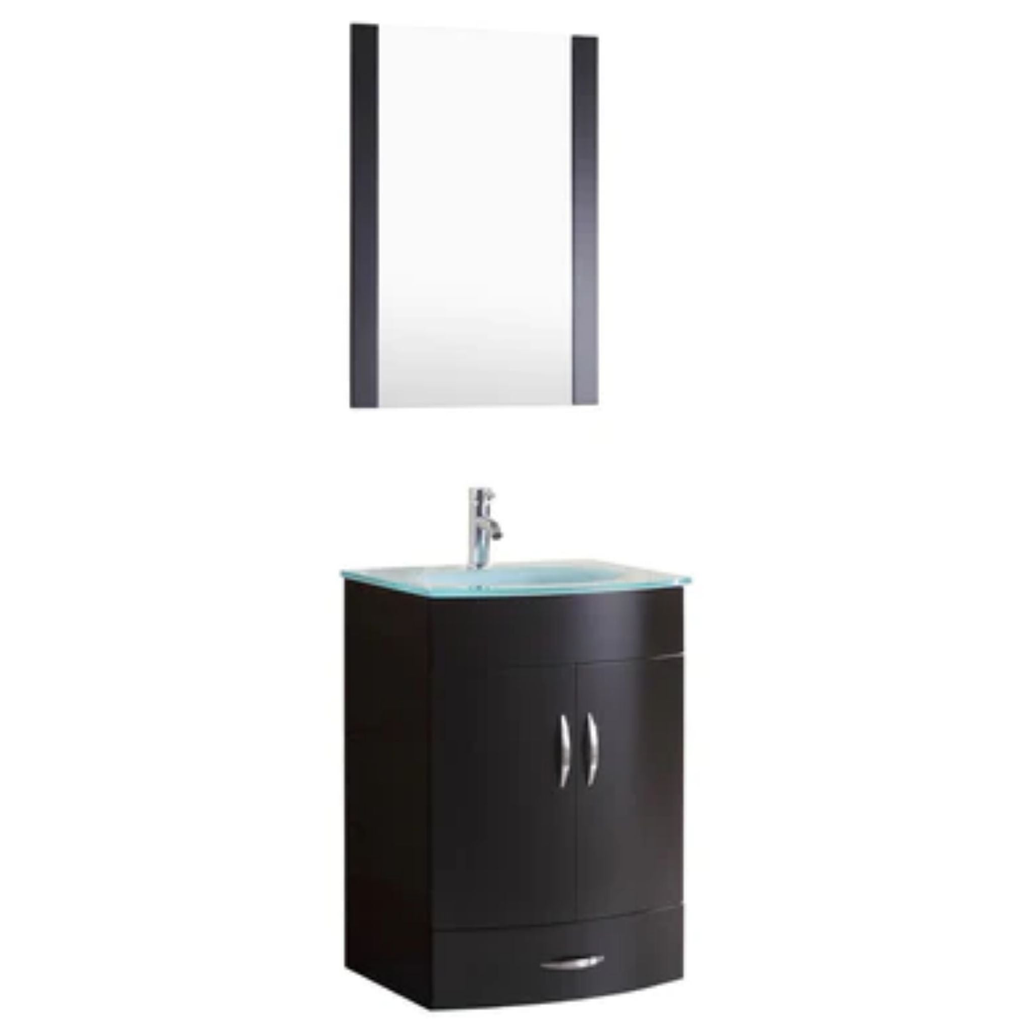 LessCare, LessCare 24" Black Vanity Sink Base Cabinet with Mirror - Style 5