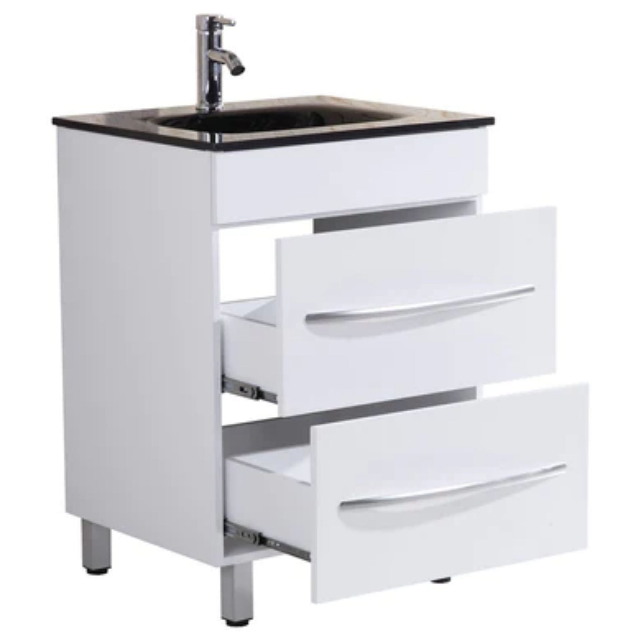 LessCare, LessCare 24" White Vanity Sink Base Cabinet with Mirror - Style 4