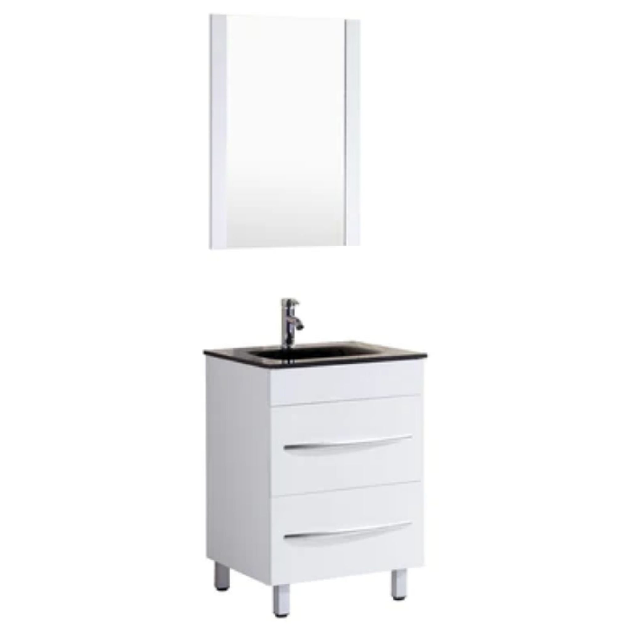 LessCare, LessCare 24" White Vanity Sink Base Cabinet with Mirror - Style 4