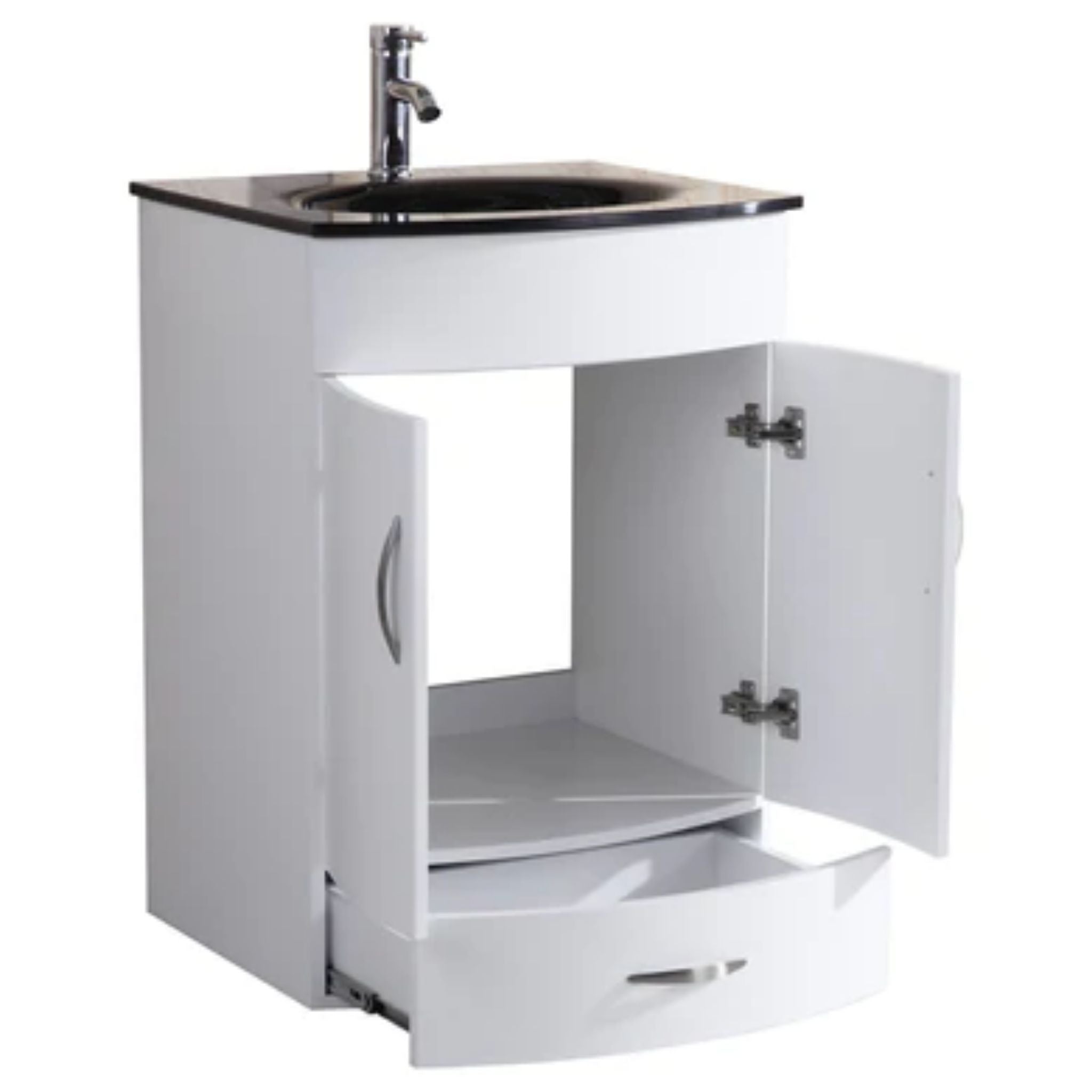 LessCare, LessCare 24" White Vanity Sink Base Cabinet with Mirror - Style 5