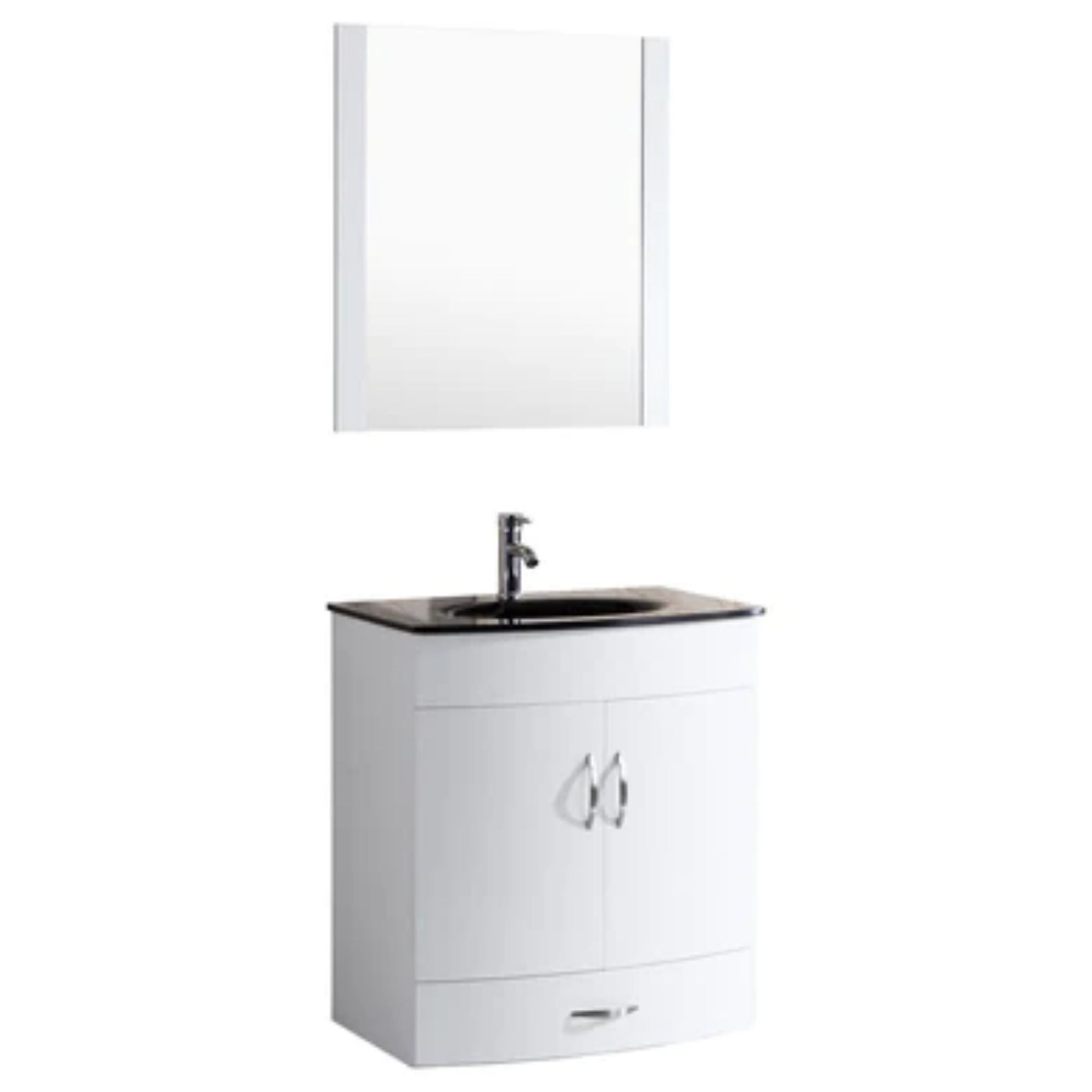 LessCare, LessCare 24" White Vanity Sink Base Cabinet with Mirror - Style 5