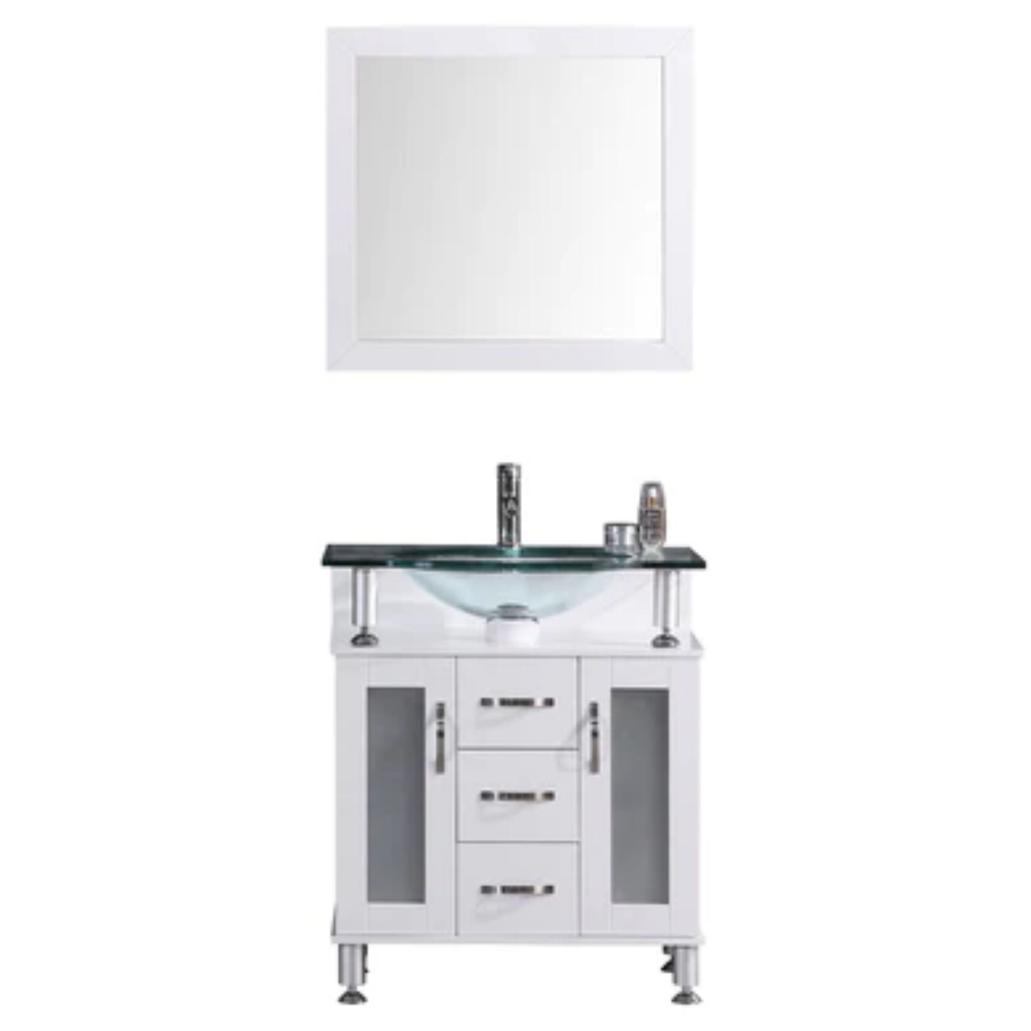 LessCare, LessCare 29" White Modern Vanity Cabinet