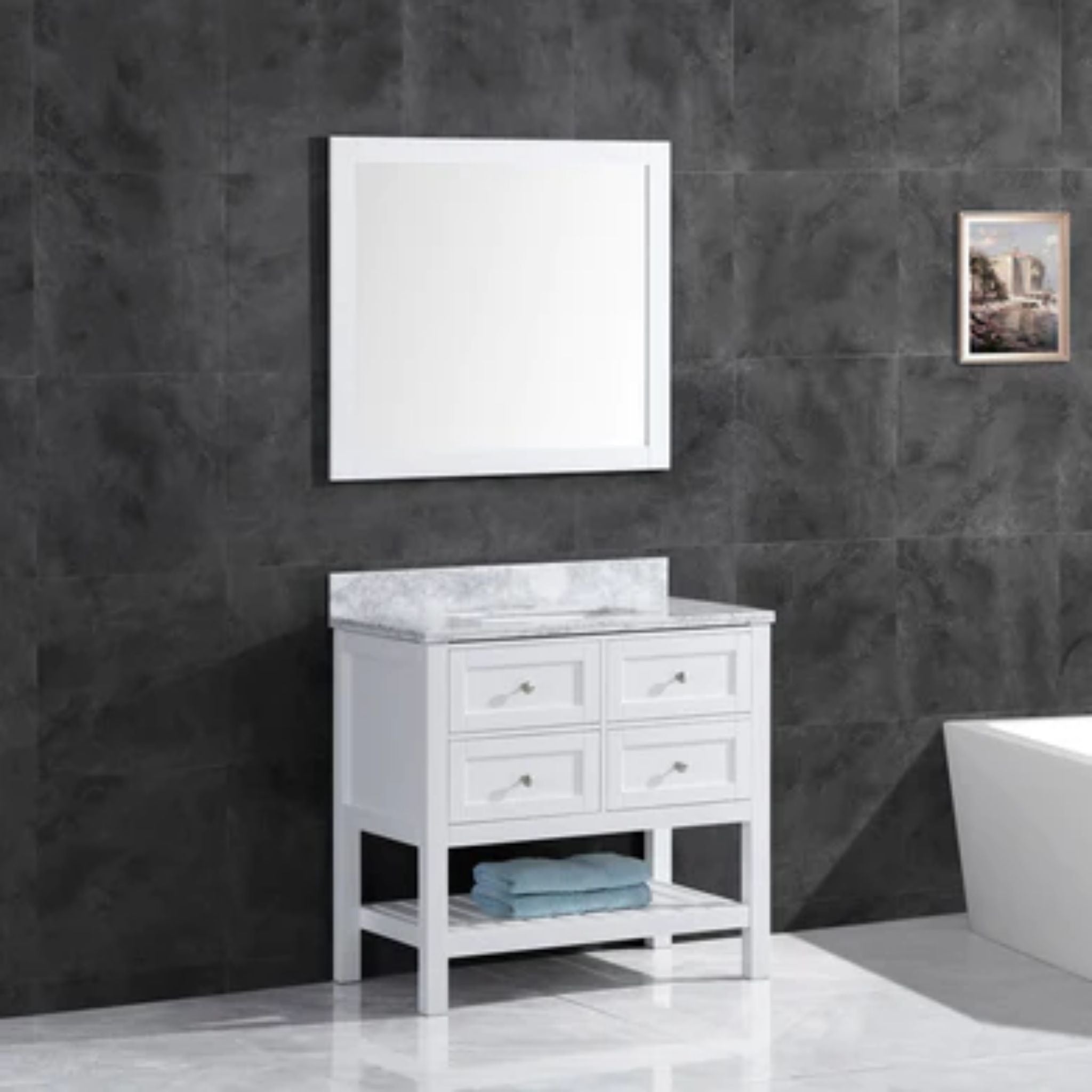 LessCare, LessCare 29" White Vanity Cabinet Set