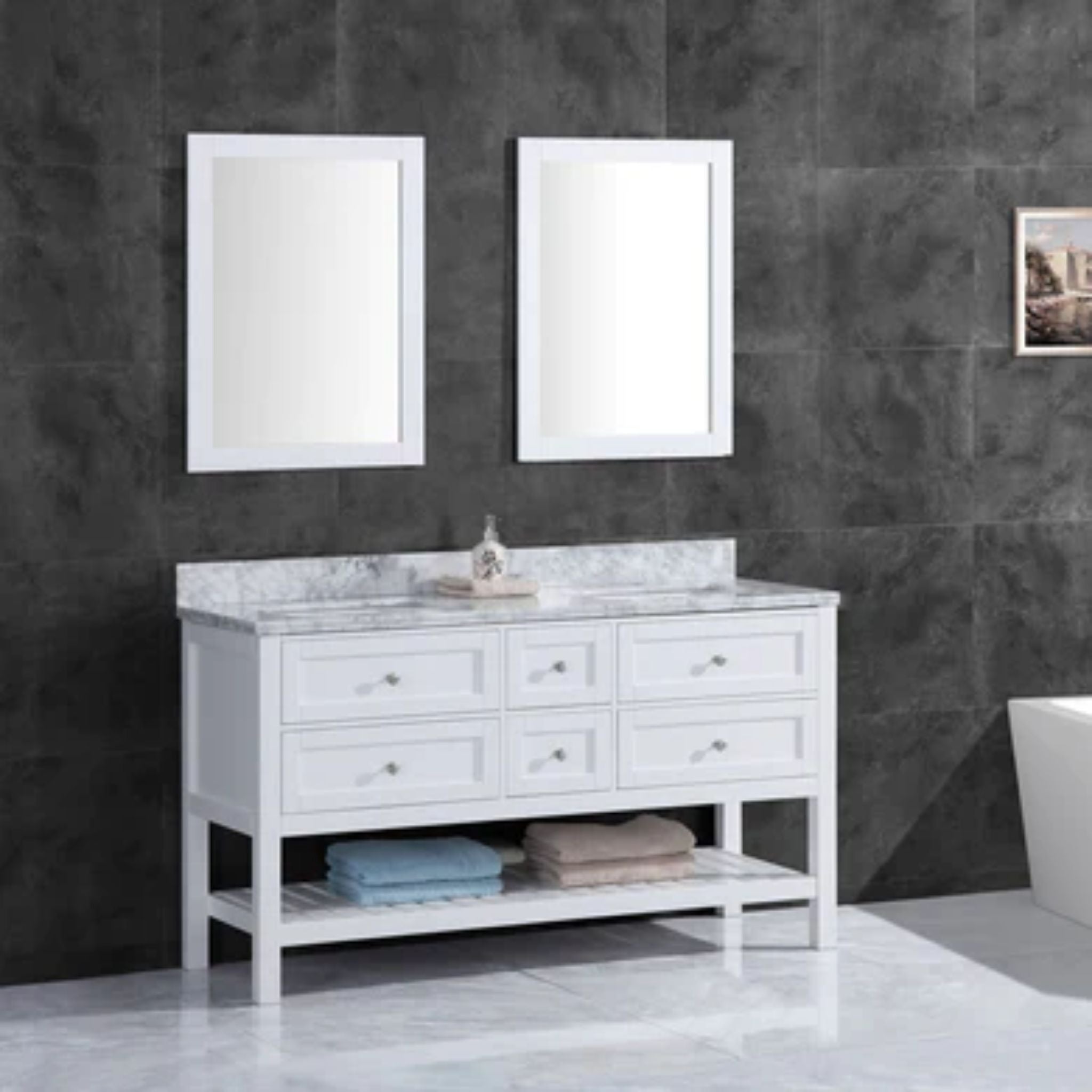 LessCare, LessCare 71" White Vanity Cabinet Set