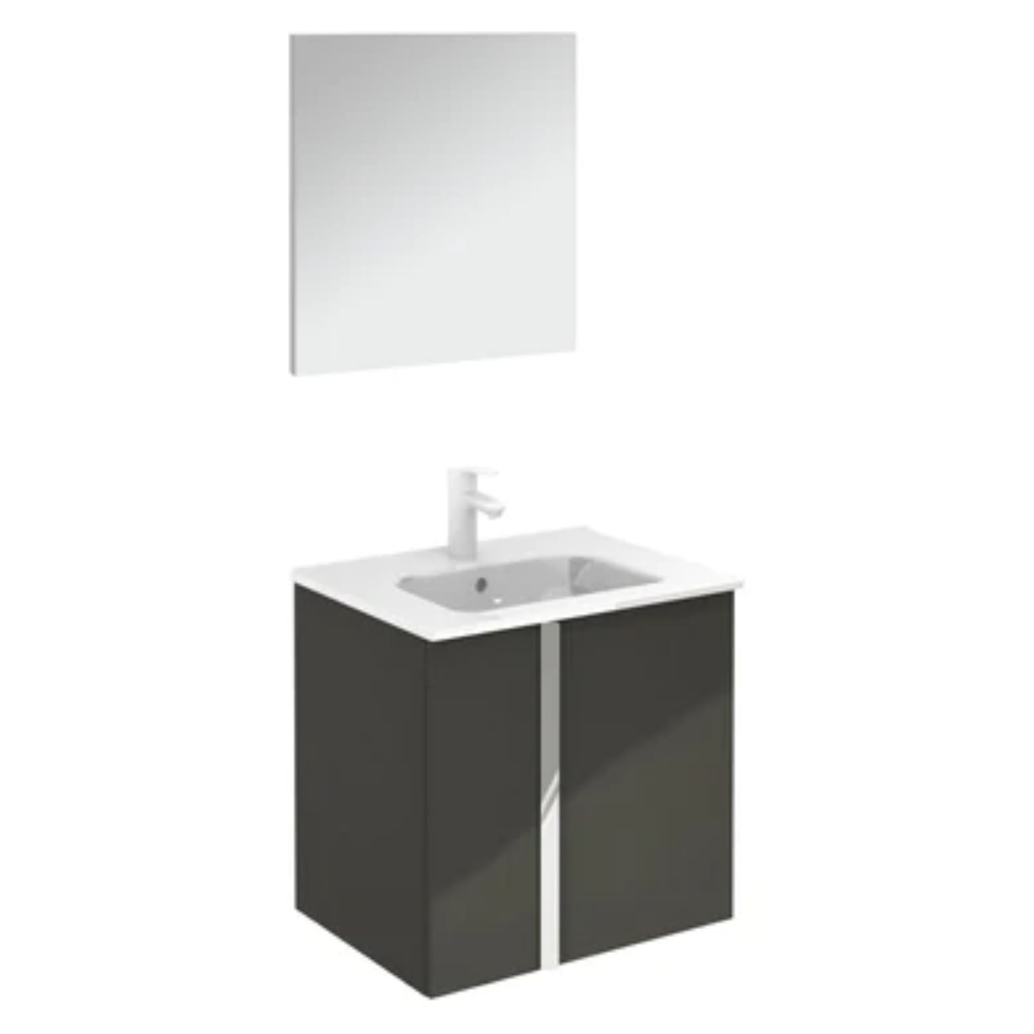 LessCare, LessCare Onix+ by Royo 24" Anthracite Modern Wall-Mount Vanity Cabinet