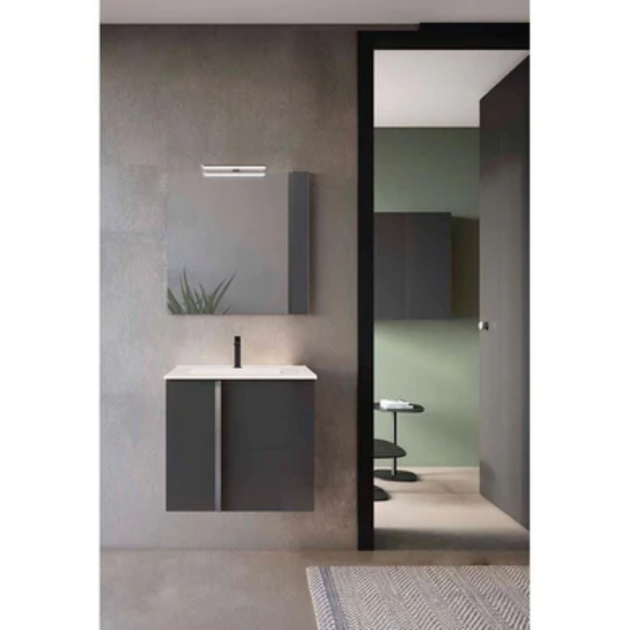 LessCare, LessCare Onix+ by Royo 24" Anthracite Modern Wall-Mount Vanity Cabinet