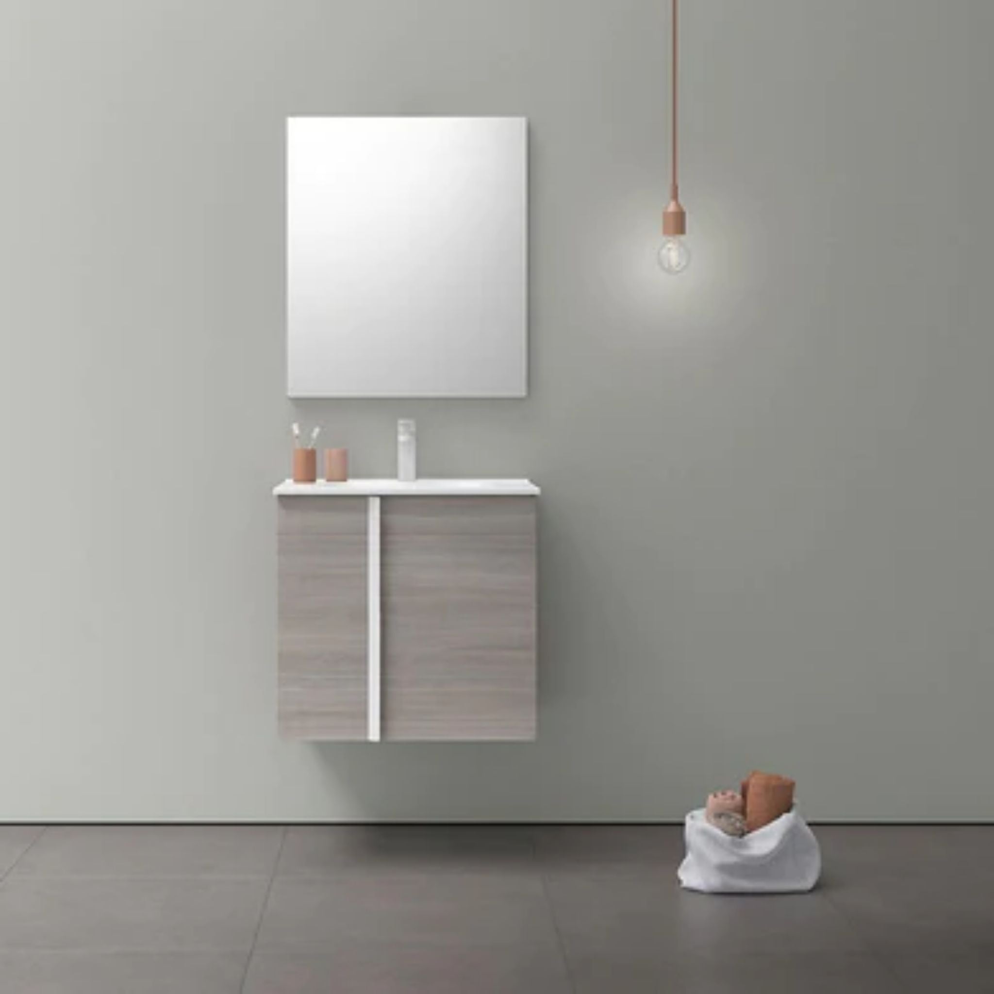 LessCare, LessCare Onix+ by Royo 24" Sandy Grey Modern Wall-Mount Vanity Cabinet