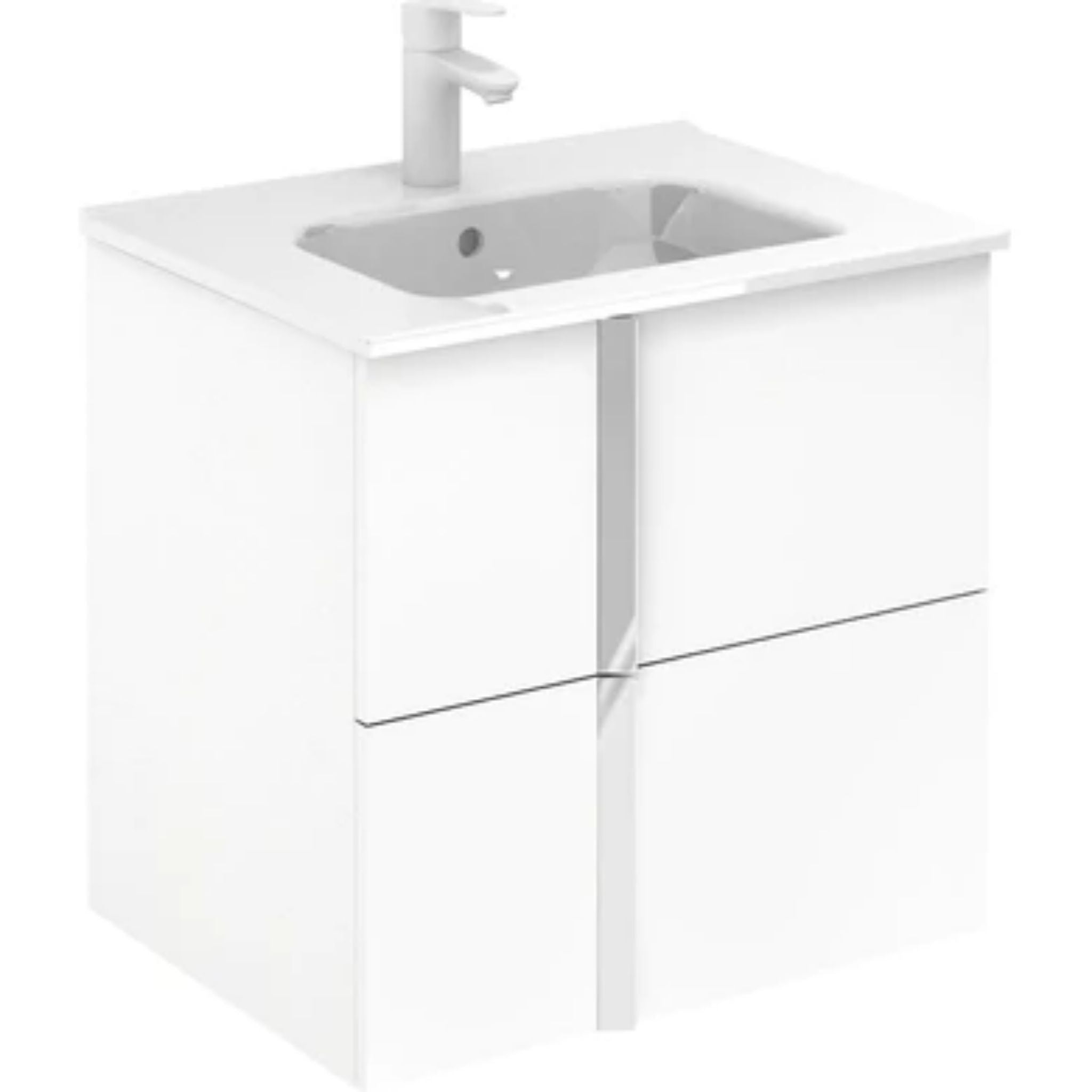 LessCare, LessCare Onix+ by Royo 24" White Modern Wall-Mount 2 Drawers Vanity Cabinet