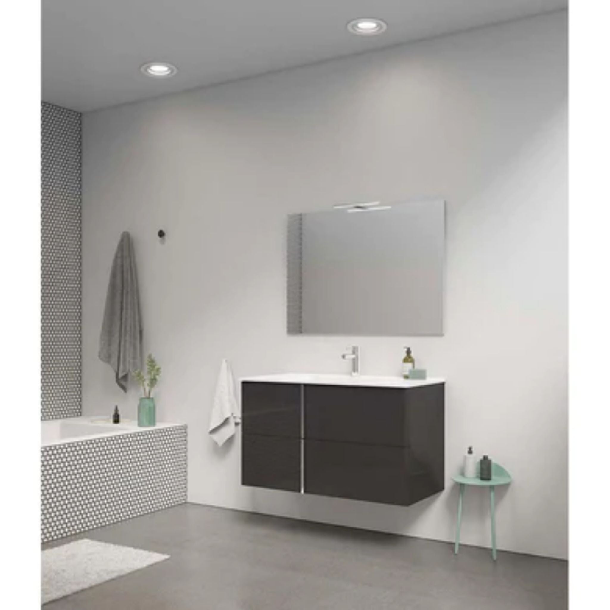 LessCare, LessCare Onix+ by Royo 40" Anthracite Modern Wall-Mount 2 Drawers Vanity Cabinet