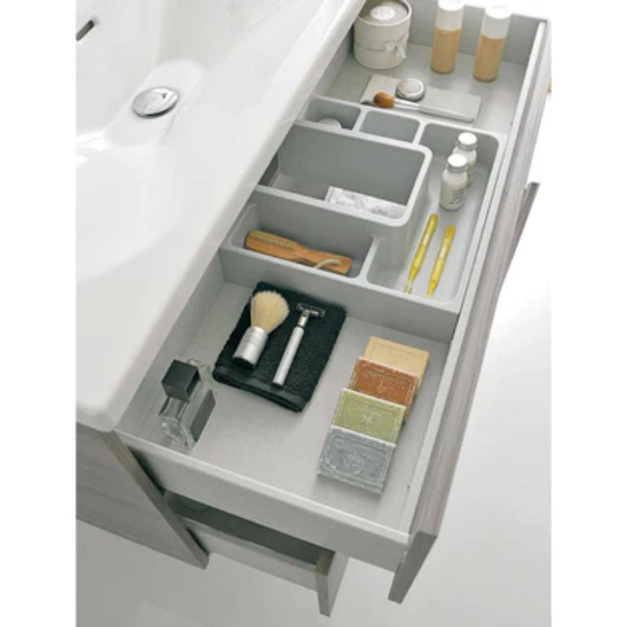 LessCare, LessCare Onix+ by Royo 40" Sandy Grey Modern Wall-Mount 2 Drawers Vanity Cabinet