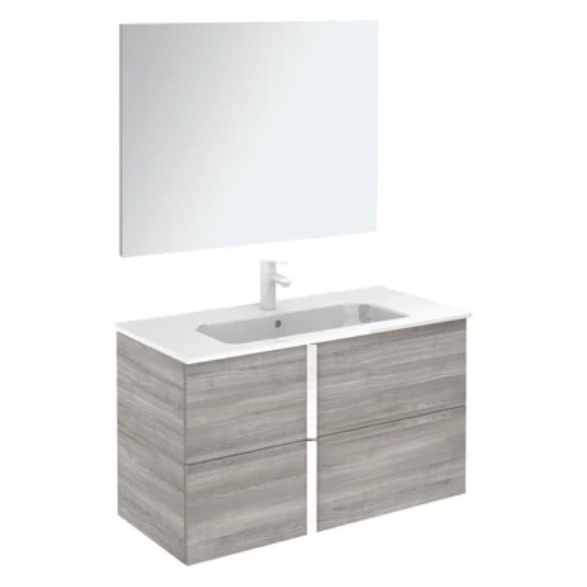 LessCare, LessCare Onix+ by Royo 40" Sandy Grey Modern Wall-Mount 2 Drawers Vanity Cabinet