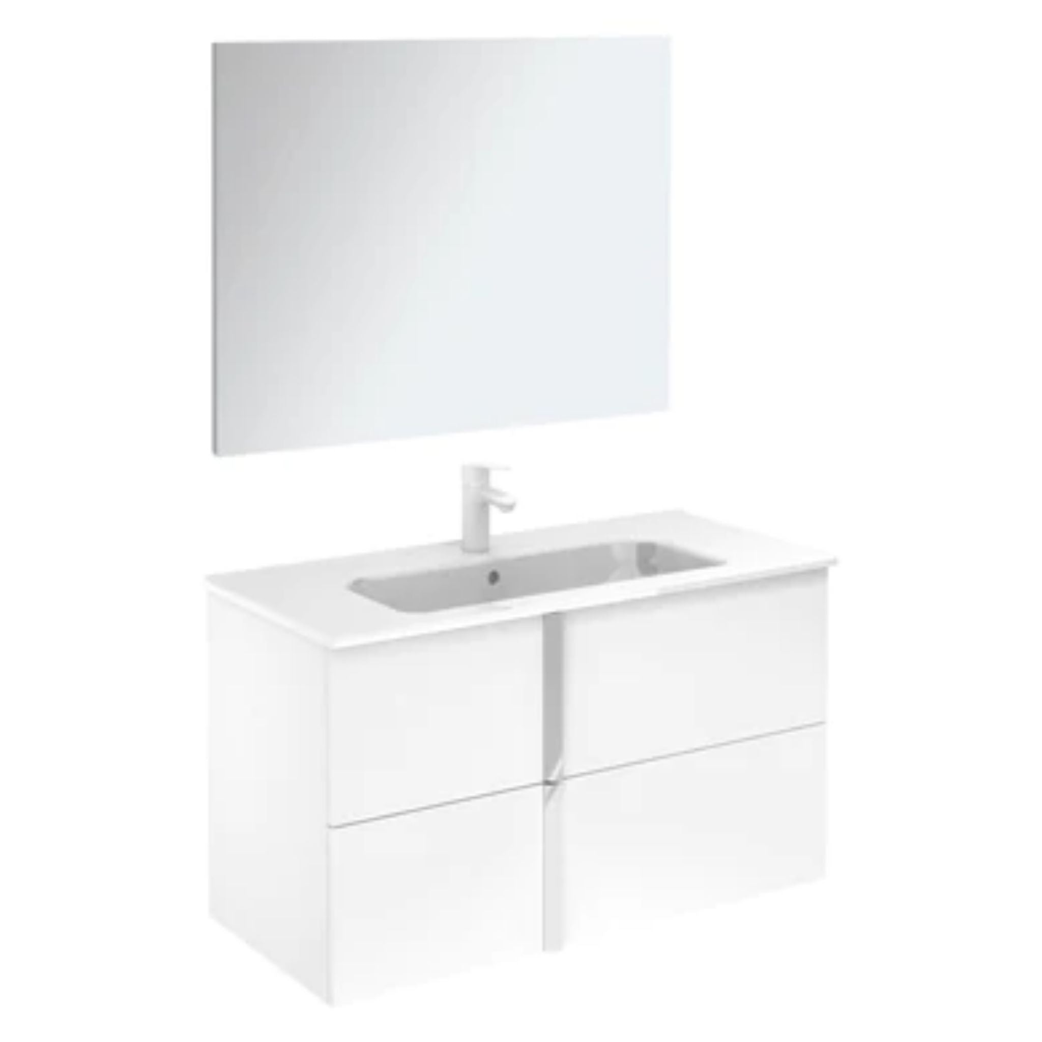 LessCare, LessCare Onix+ by Royo 40" White Modern Wall-Mount 2 Drawers Vanity Cabinet