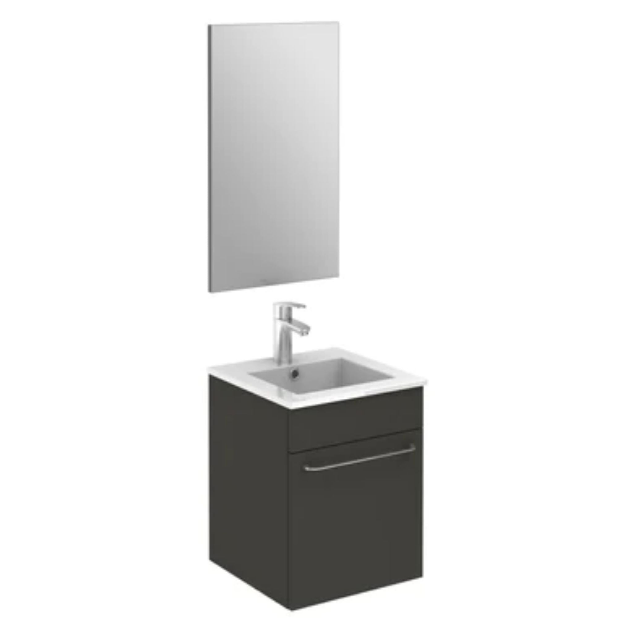 LessCare, LessCare Qubo by Royo 16" Anthracite Modern Wall-Mount Vanity Set