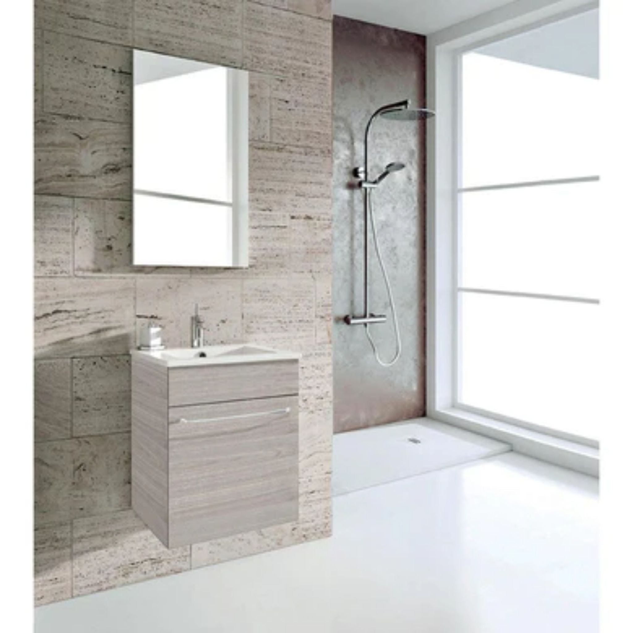 LessCare, LessCare Qubo by Royo 16" Sandy Grey Modern Wall-Mount Vanity Set