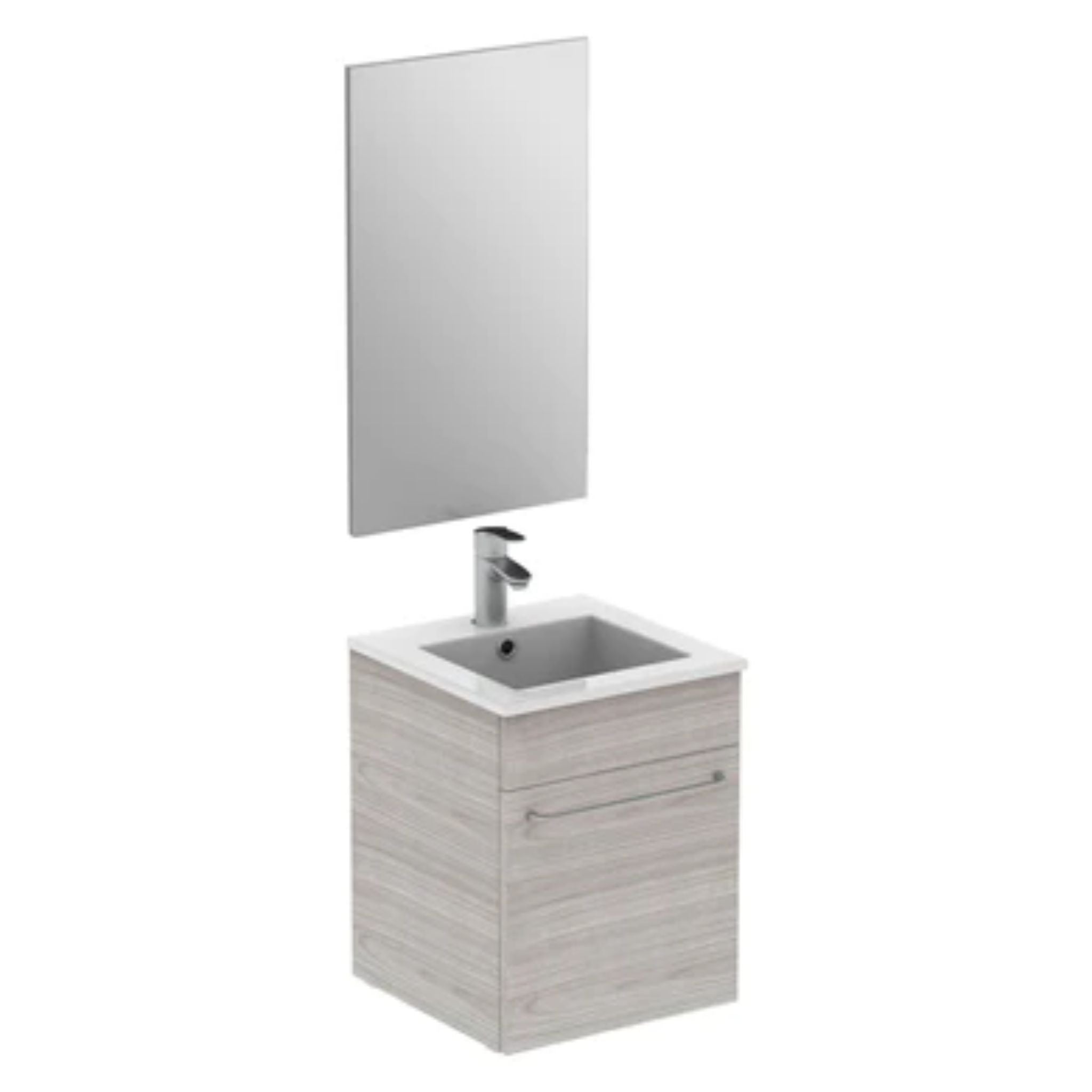 LessCare, LessCare Qubo by Royo 16" Sandy Grey Modern Wall-Mount Vanity Set