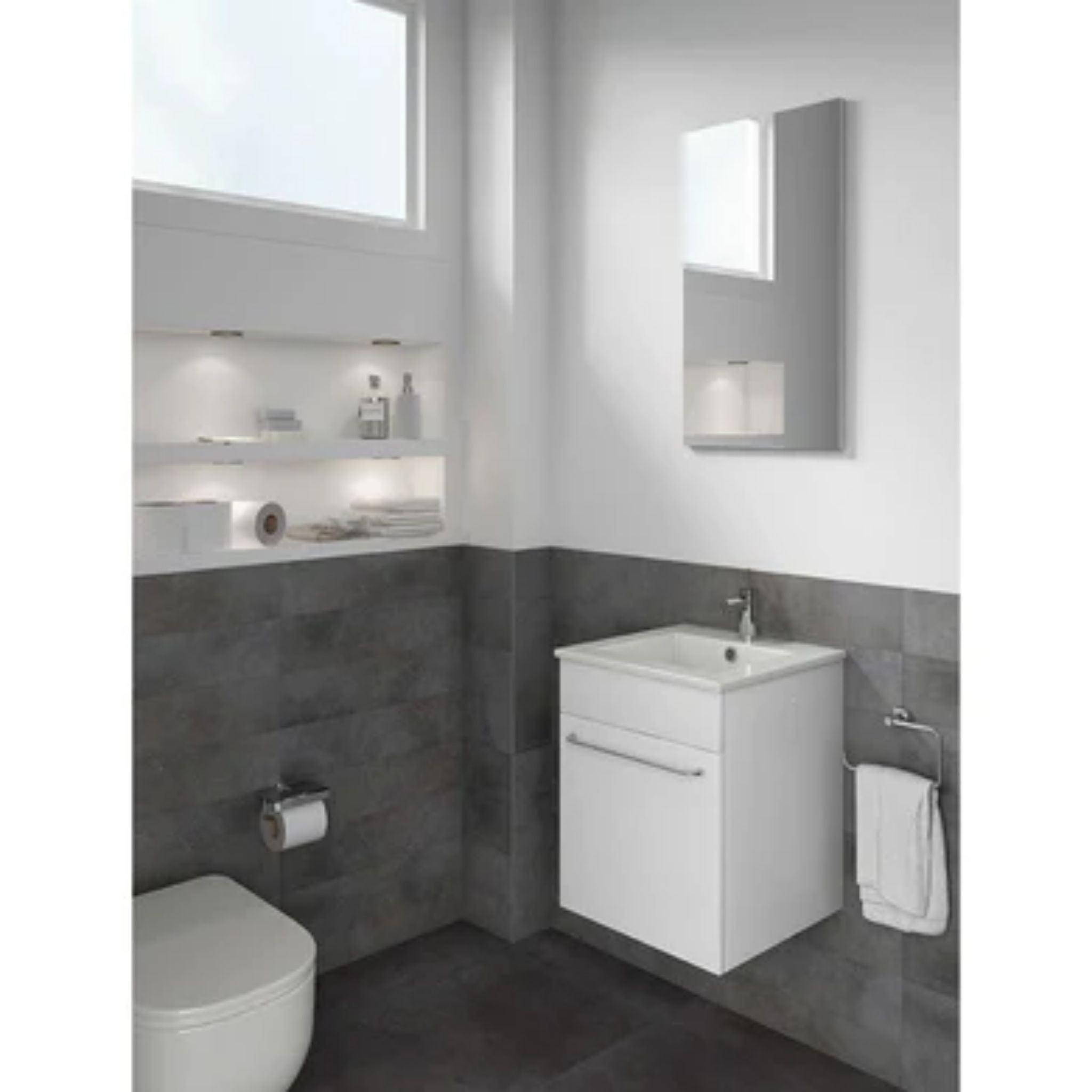 LessCare, LessCare Qubo by Royo 16" White Modern Wall-Mount Vanity Set