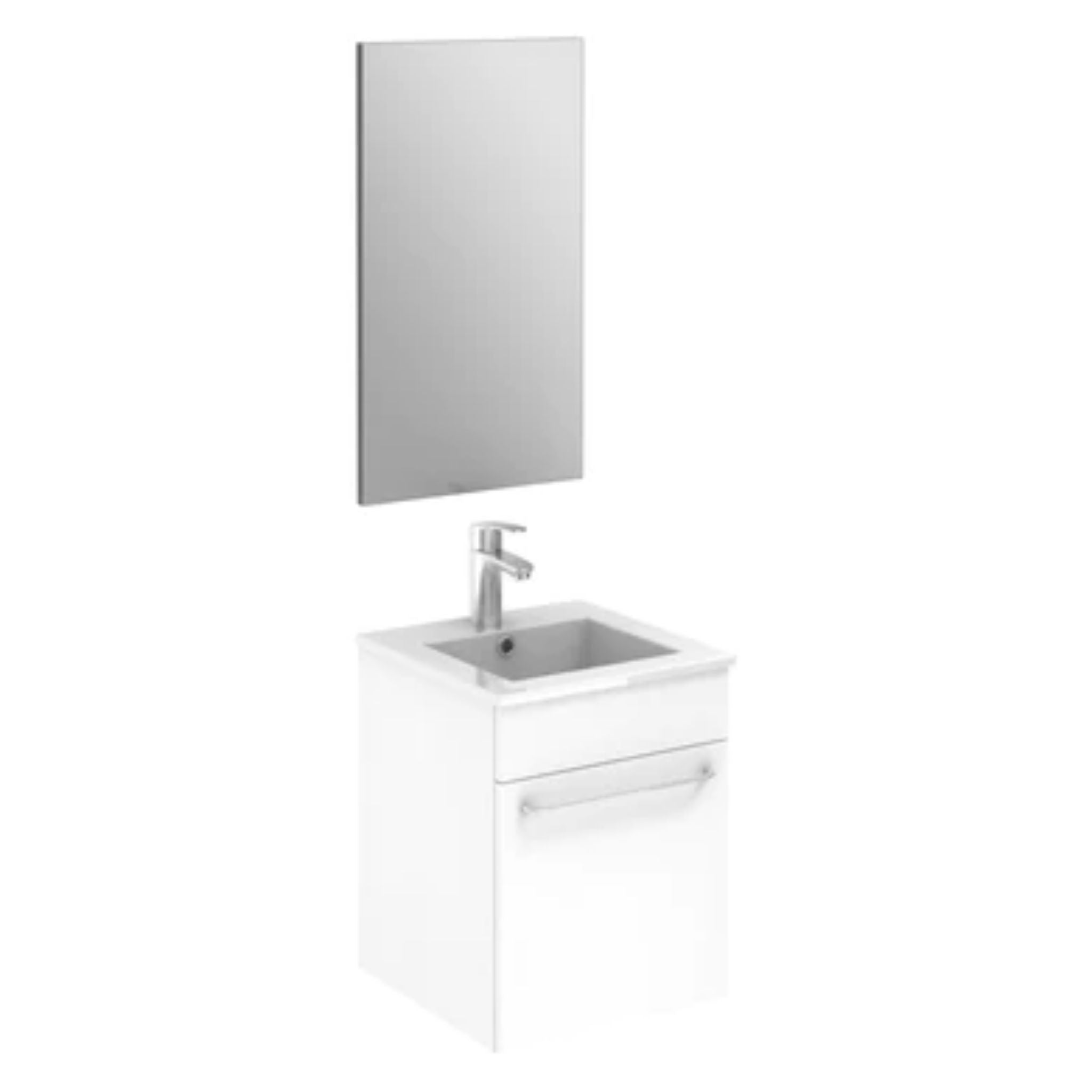 LessCare, LessCare Qubo by Royo 16" White Modern Wall-Mount Vanity Set