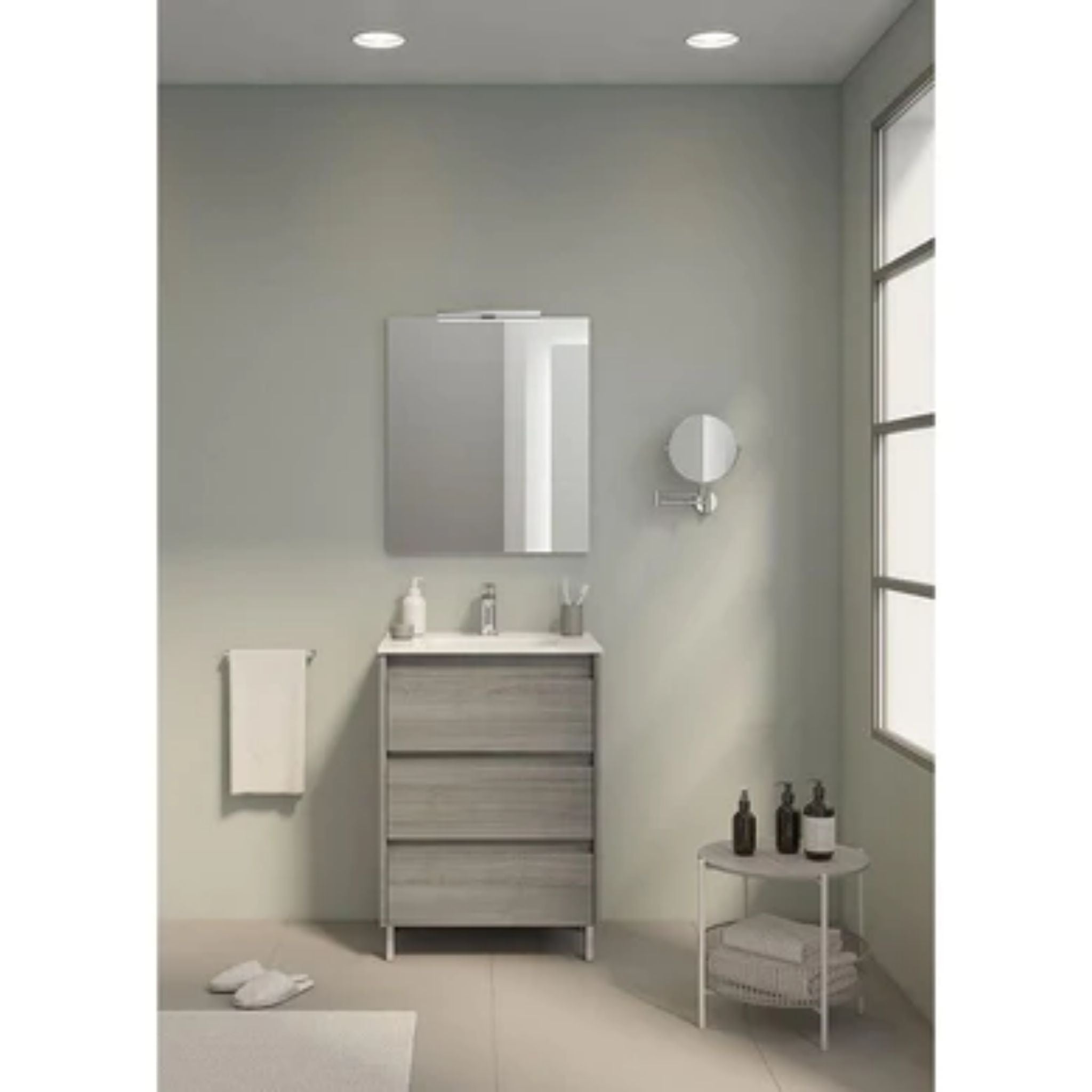 LessCare, LessCare Sansa by Royo 24" Sandy Grey Modern Freestanding 3 Drawers Vanity Base Cabinet