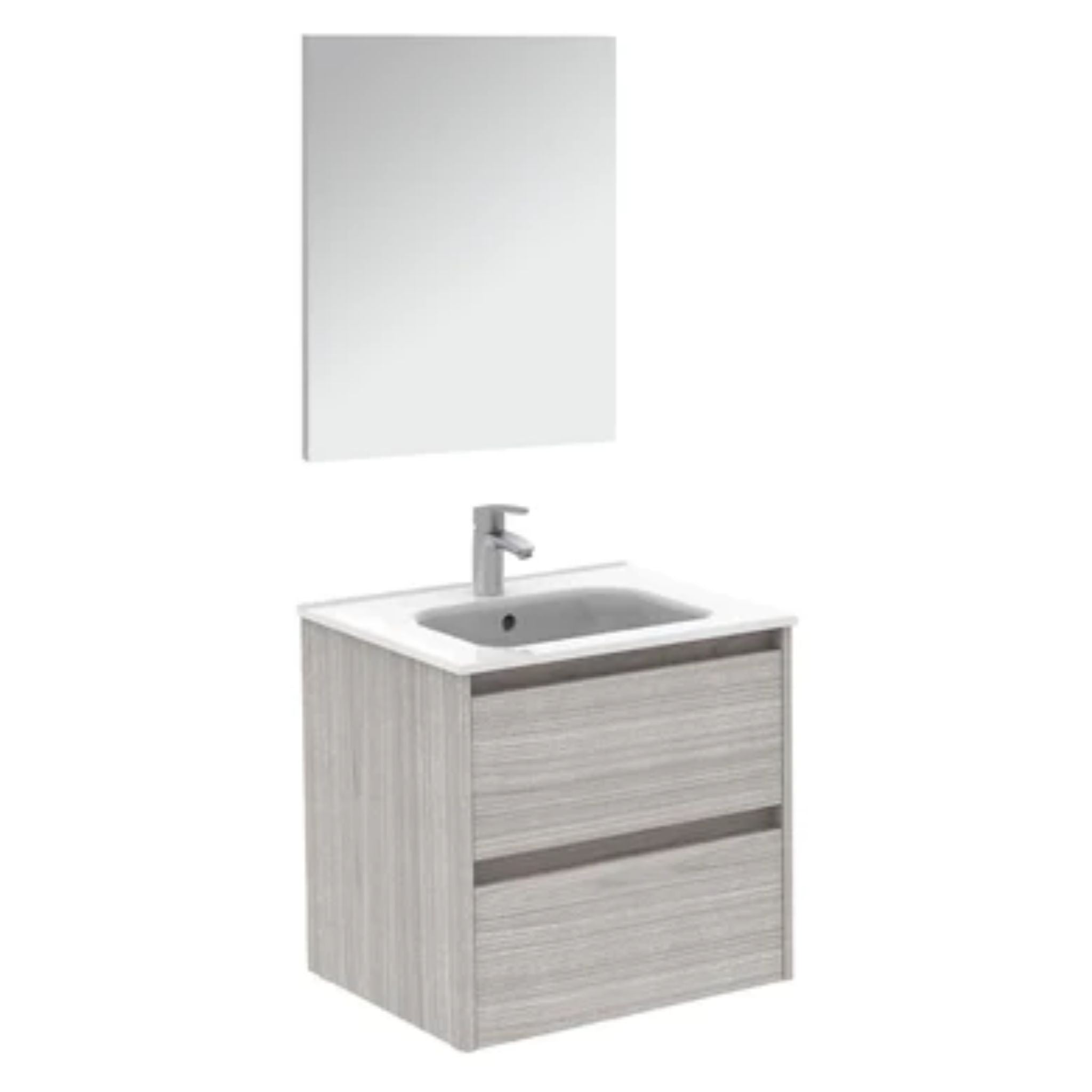 LessCare, LessCare Sansa by Royo 24" Sandy Grey Modern Wall-Mount 2 Drawers Vanity Cabinet