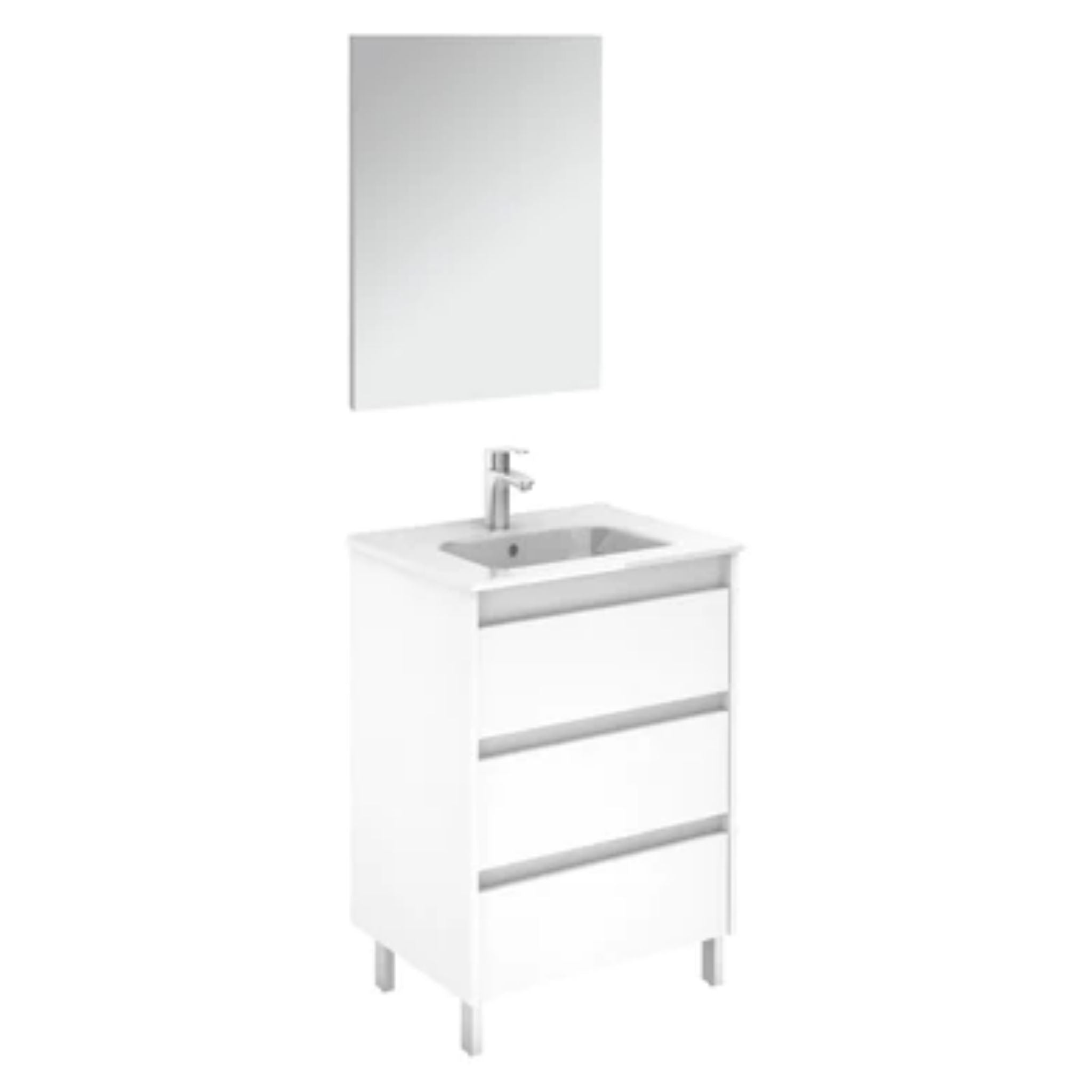 LessCare, LessCare Sansa by Royo 24" White Modern Freestanding 3 Drawers Vanity Base Cabinet