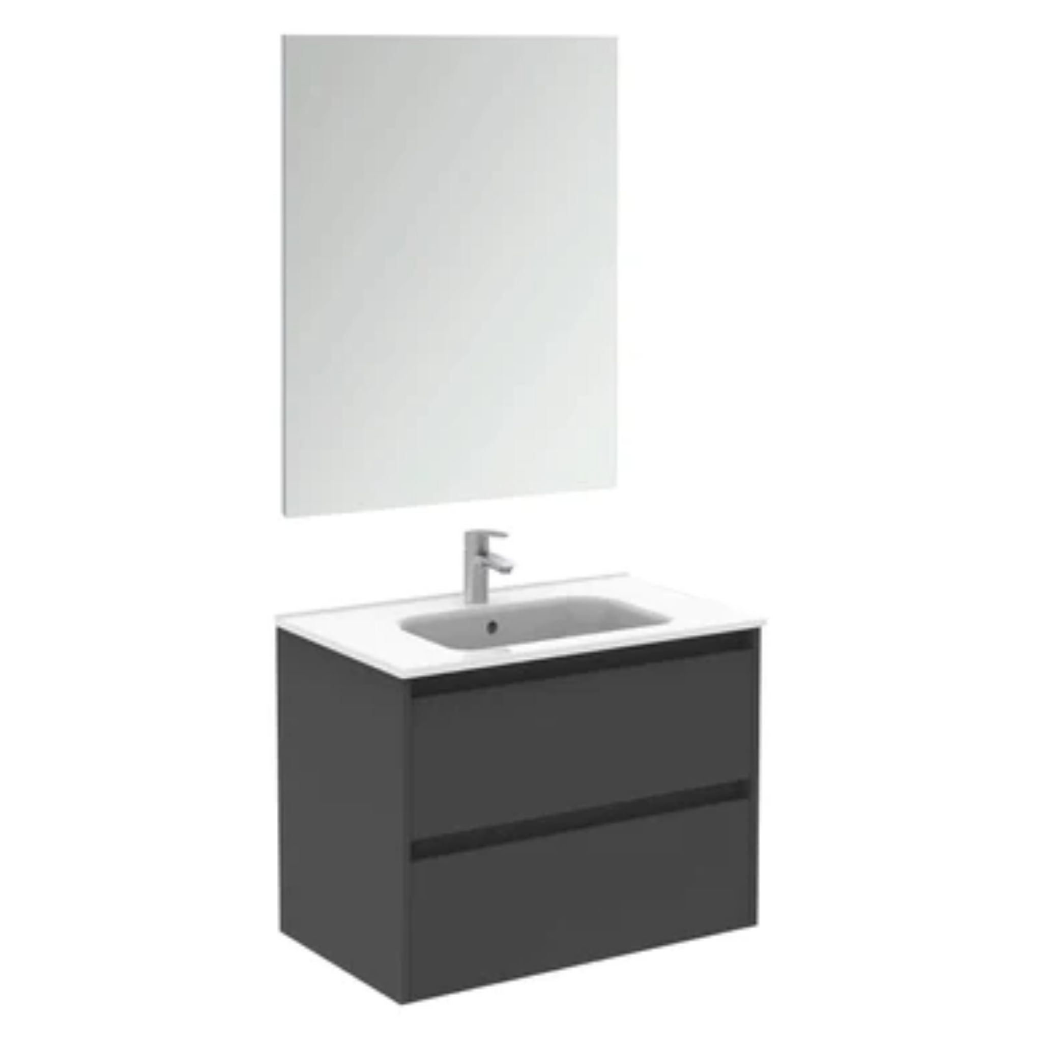 LessCare, LessCare Sansa by Royo 32" Anthracite Modern Wall-Mount 2 Drawers Vanity Cabinet