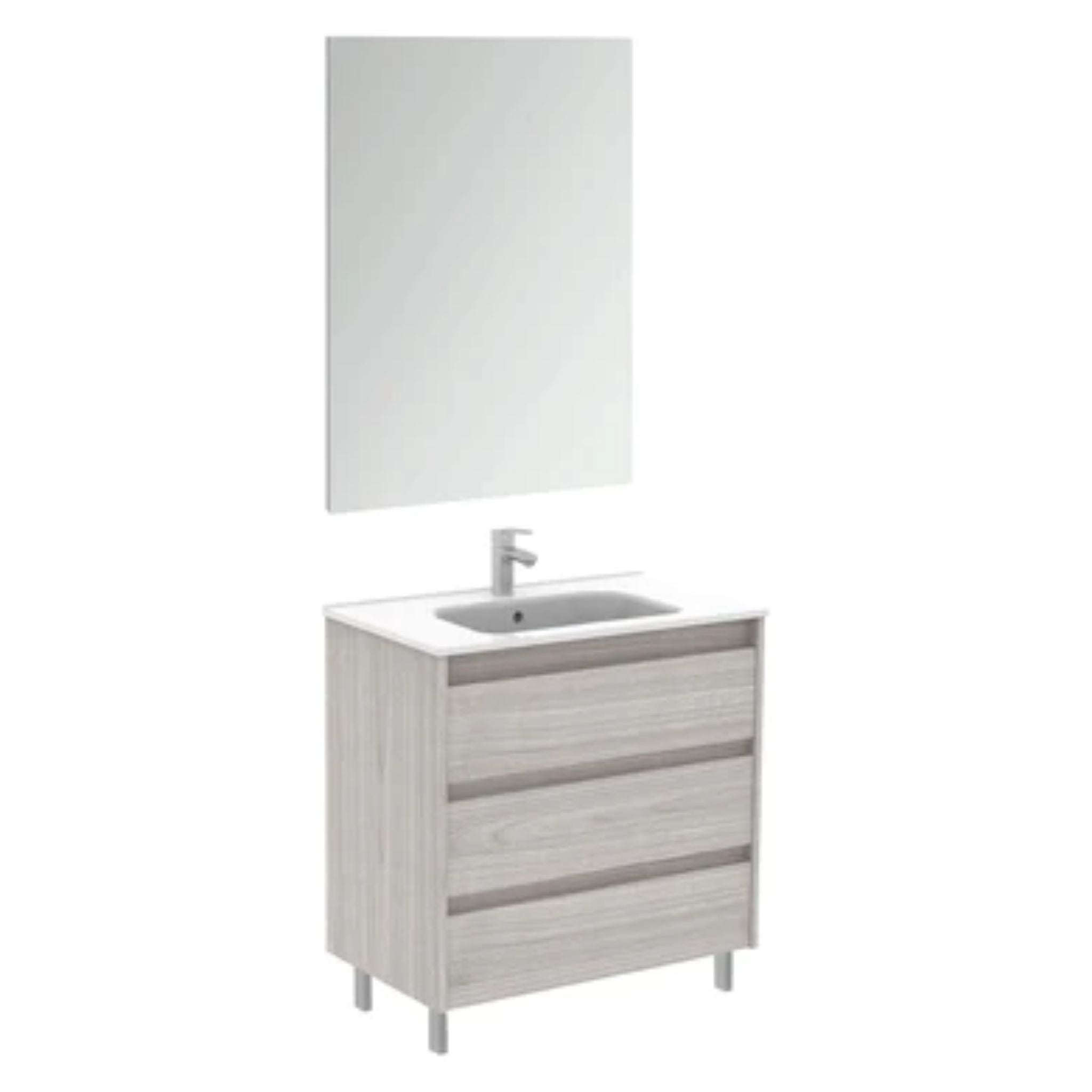 LessCare, LessCare Sansa by Royo 32" Sandy Grey Modern Freestanding 3 Drawers Vanity Base Cabinet