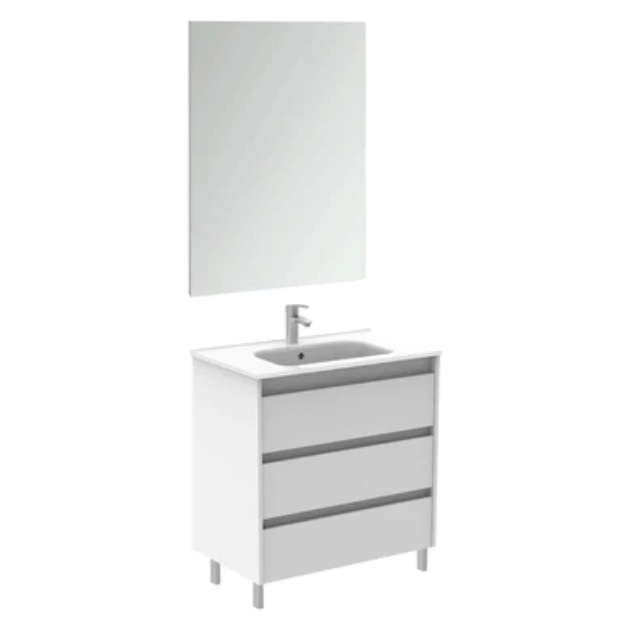 LessCare, LessCare Sansa by Royo 32" White Modern Freestanding 3 Drawers Vanity Base Cabinet