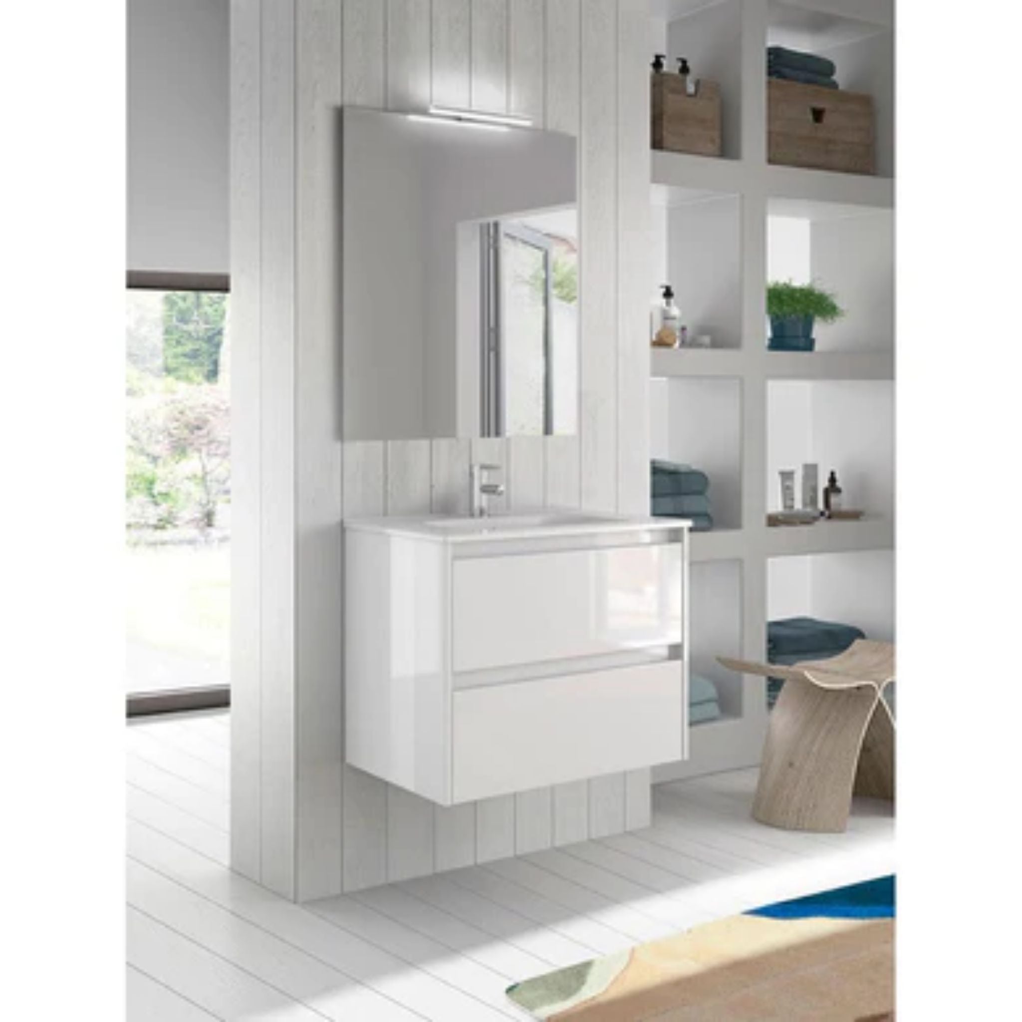 LessCare, LessCare Sansa by Royo 32" White Modern Wall-Mount 2 Drawers Vanity Cabinet