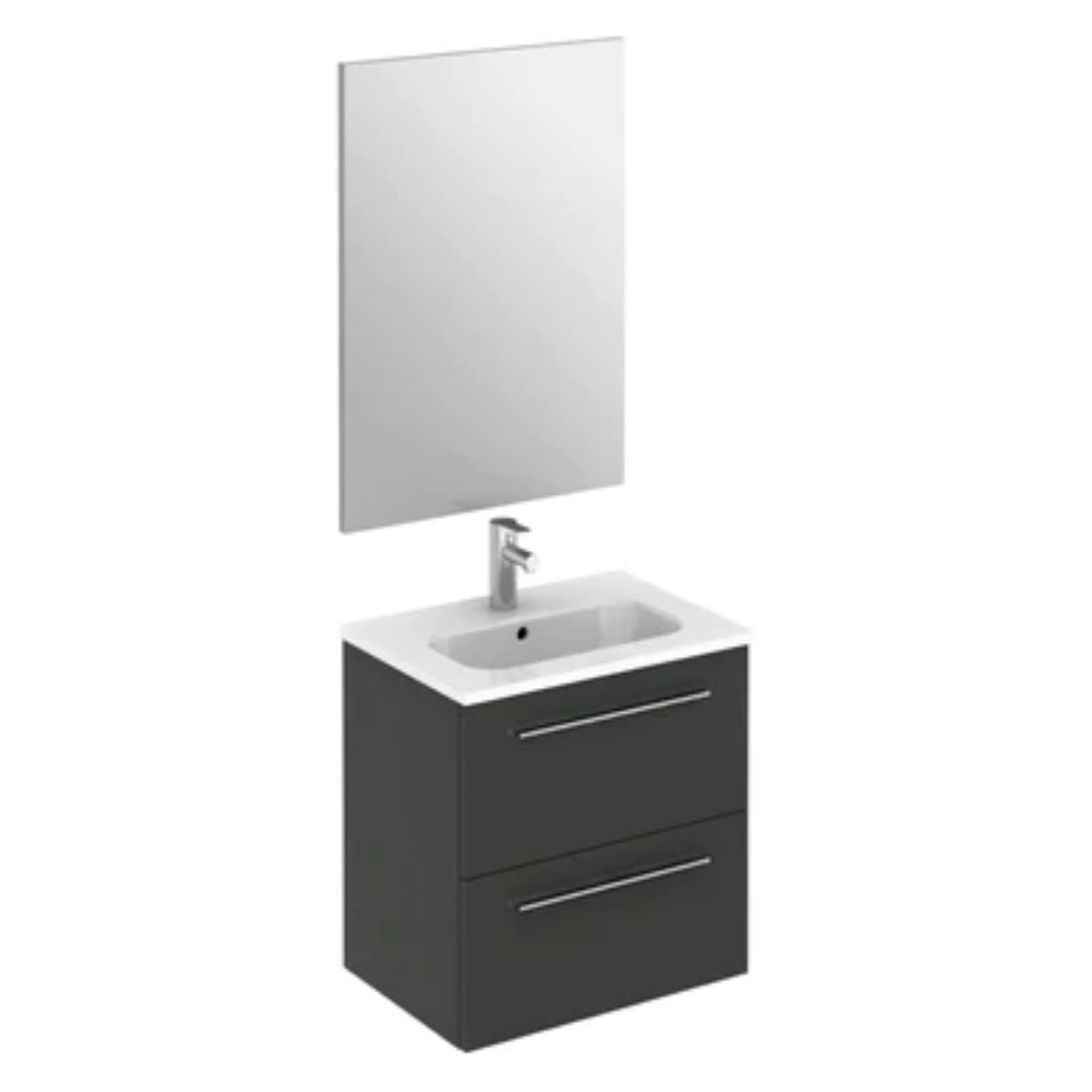 LessCare, LessCare Street by Royo 20" Anthracite Modern Wall-Mount 2 Drawers Vanity Set