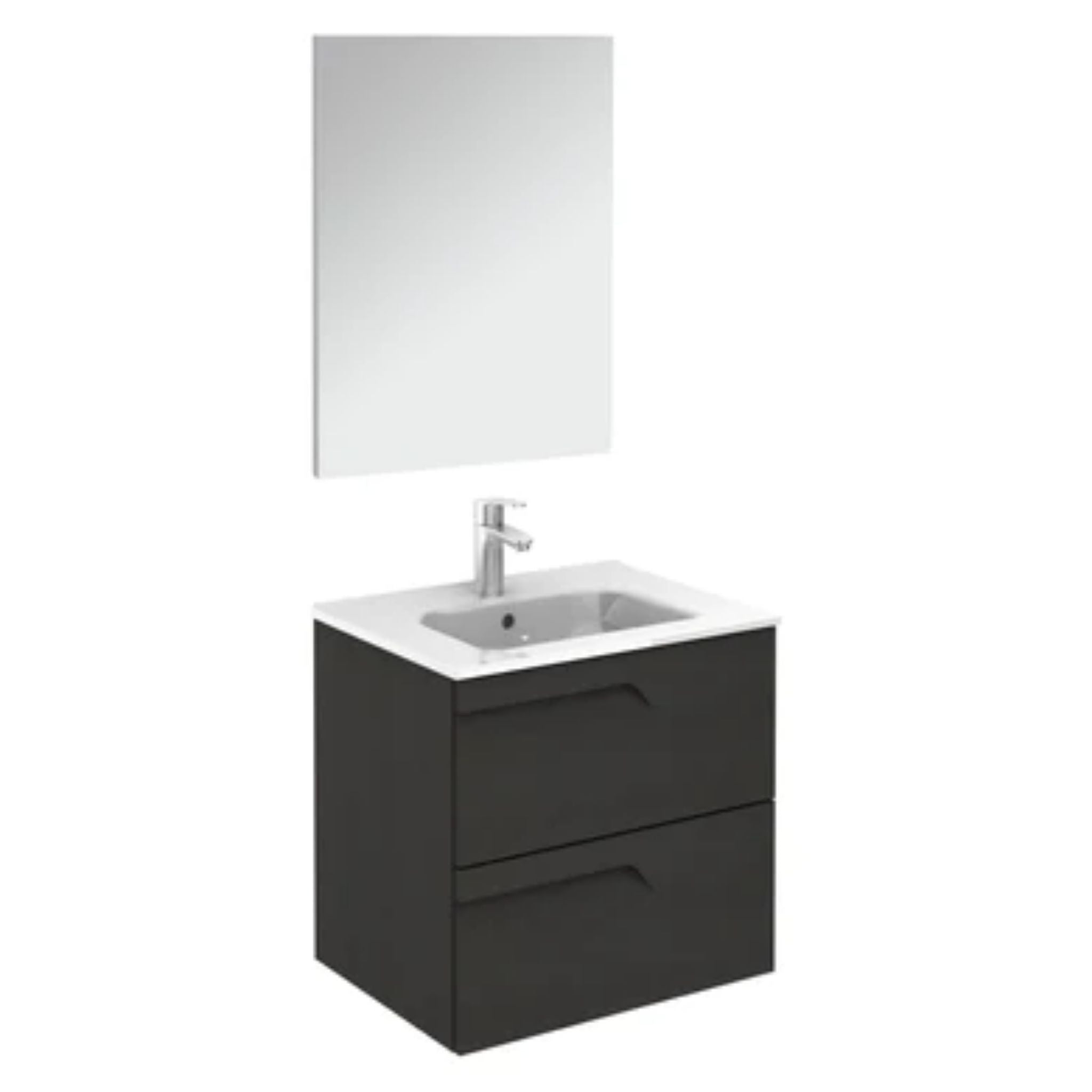 LessCare, LessCare Vitale by Royo 24" Nature Grey Modern Wall-Mount 2 Drawers Vanity Cabinet