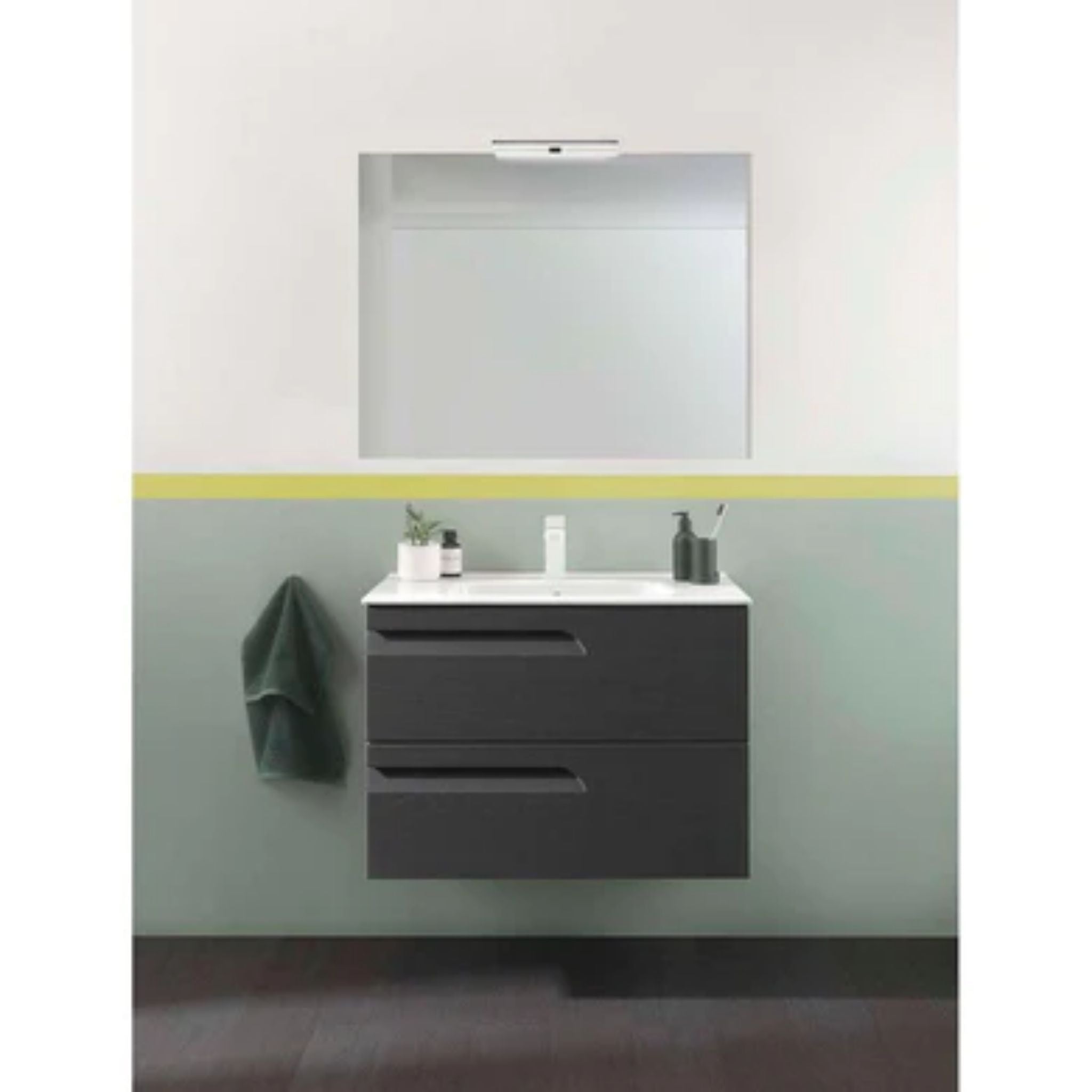 LessCare, LessCare Vitale by Royo 32" Nature Grey Modern Wall-Mount 2 Drawers Vanity Cabinet