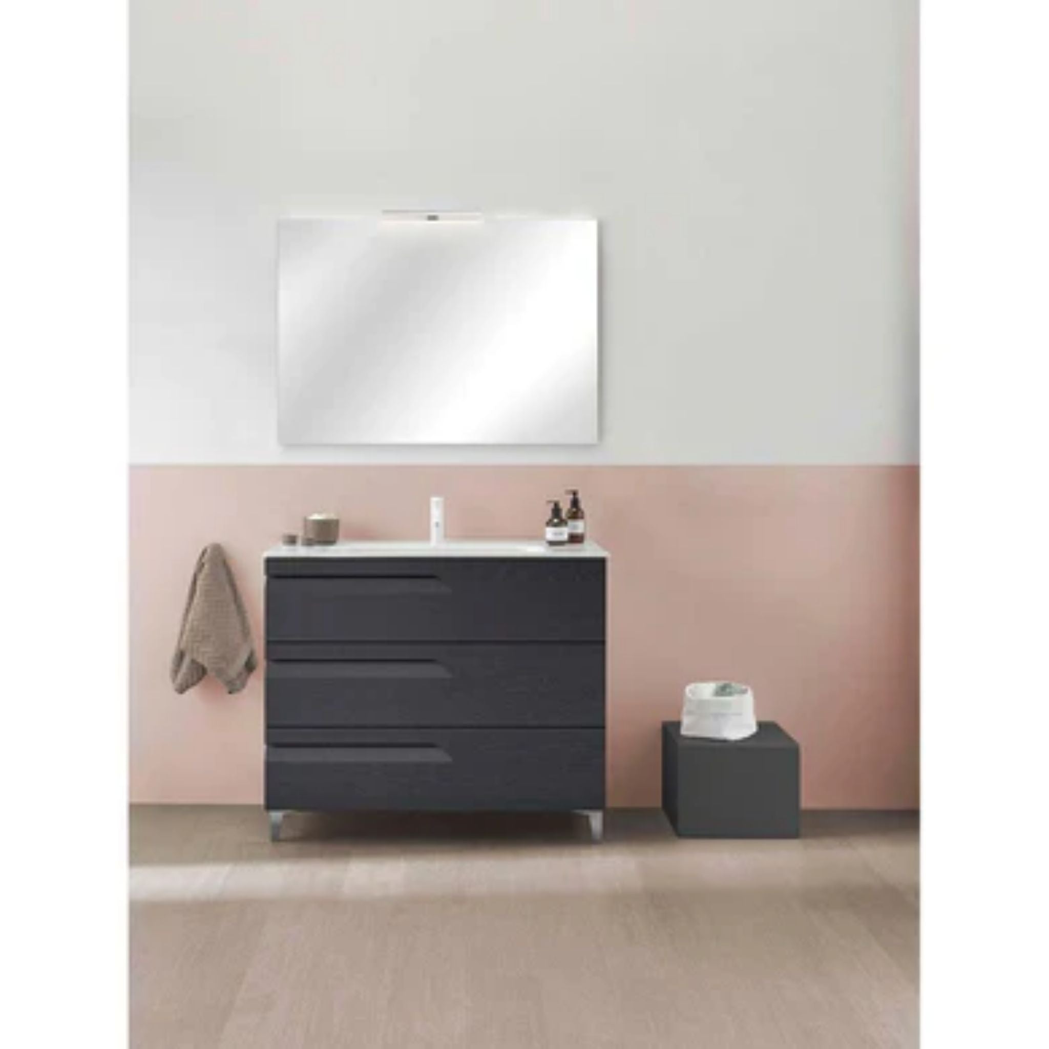 LessCare, LessCare Vitale by Royo 40" Nature Grey Modern Freestanding 3 Drawers Vanity Base Cabinet