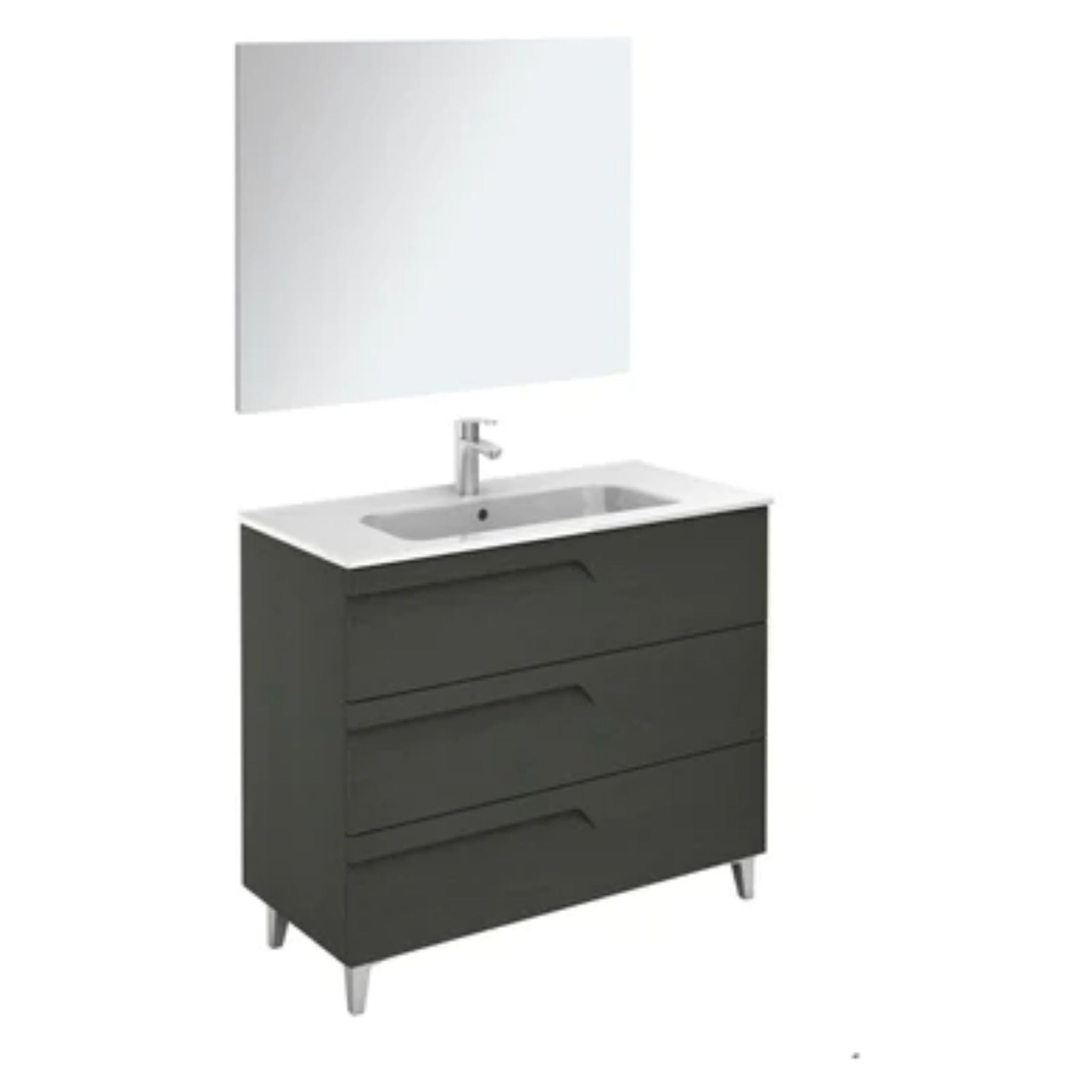 LessCare, LessCare Vitale by Royo 40" Nature Grey Modern Freestanding 3 Drawers Vanity Base Cabinet