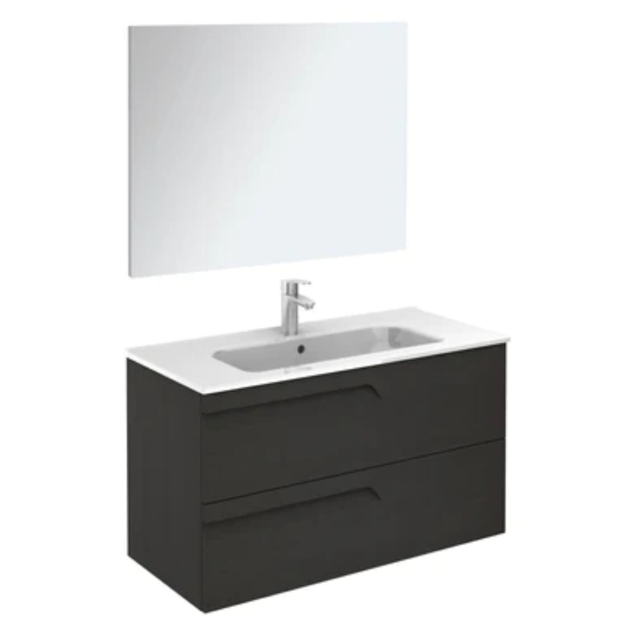 LessCare, LessCare Vitale by Royo 40" Nature Grey Modern Wall-Mount 2 Drawers Vanity Cabinet