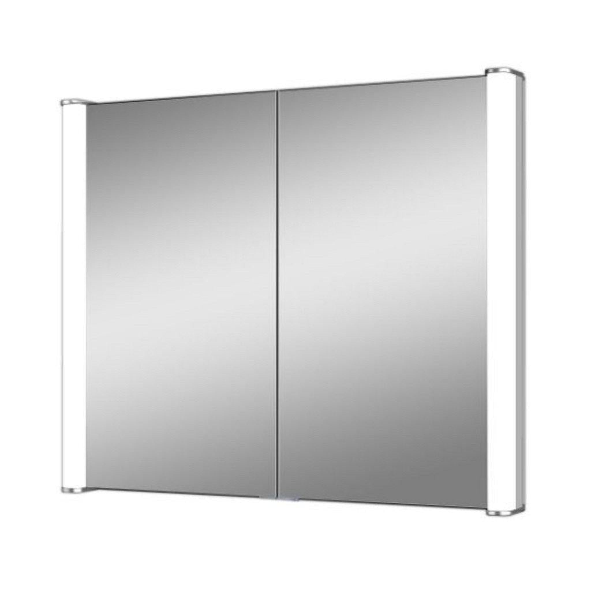 Lighted Impressions, Lighted Impressions Ace 28" x 28" Square Framed Wall-Mounted LED Mirror Cabinet With IR Sensor & Glass Shelves