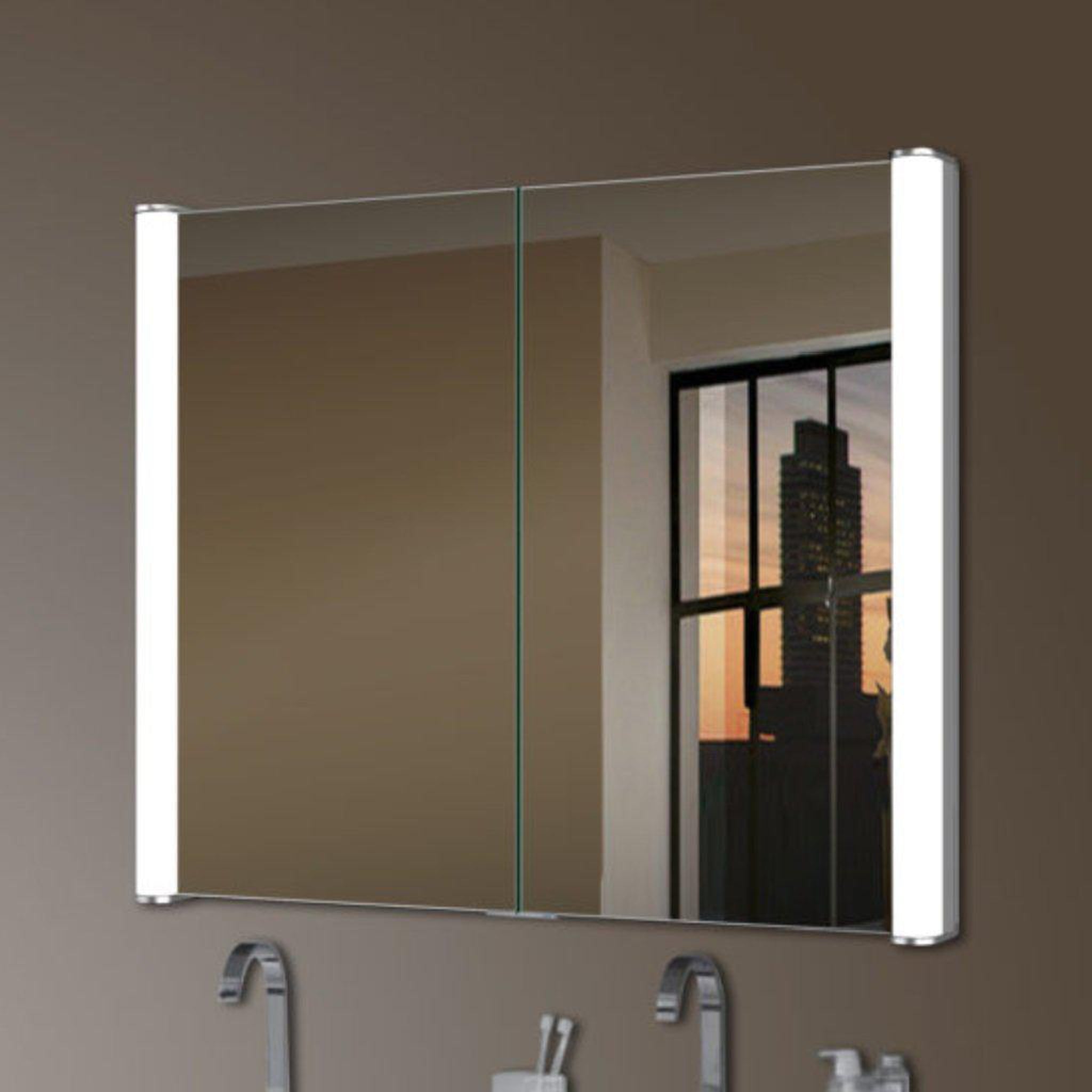 Lighted Impressions, Lighted Impressions Ace 28" x 28" Square Framed Wall-Mounted LED Mirror Cabinet With IR Sensor & Glass Shelves