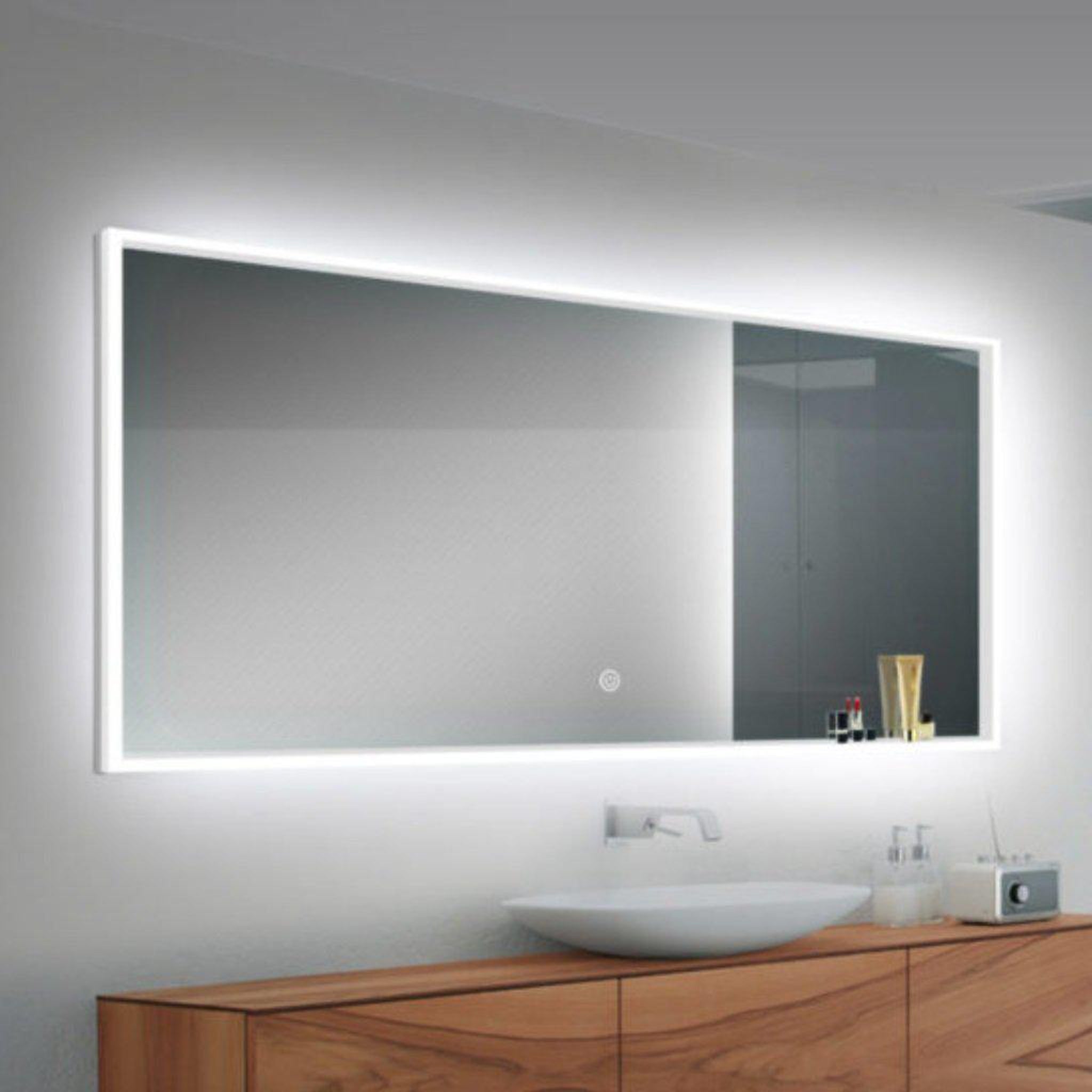 Lighted Impressions, Lighted Impressions Azure 48" x 24" Rectangular Frameless Wall-Mounted LED Mirror With IR Sensor Switch