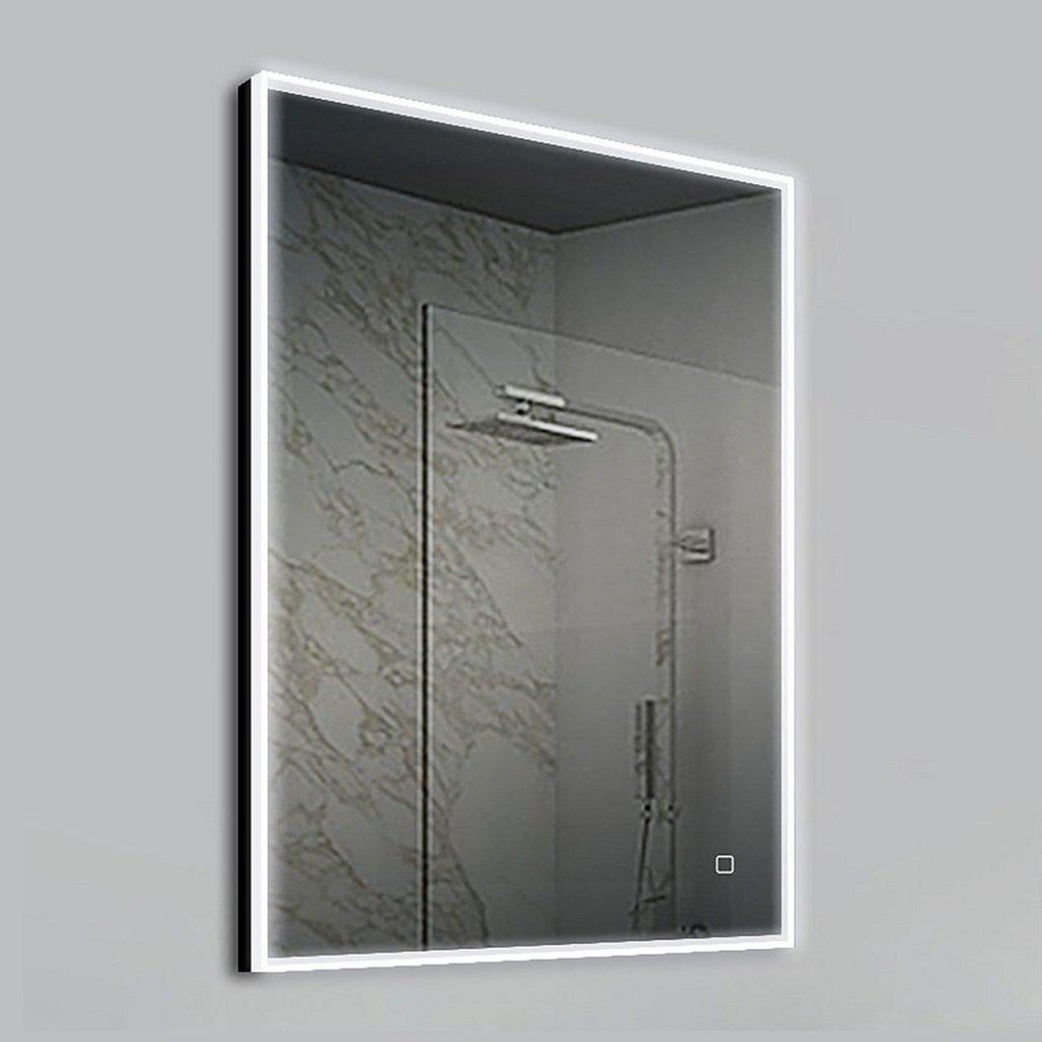 Lighted Impressions, Lighted Impressions Beacon 30" x 36" Rectangular Framed Wall-Mounted LED Mirror With Dimmable Touch Sensor